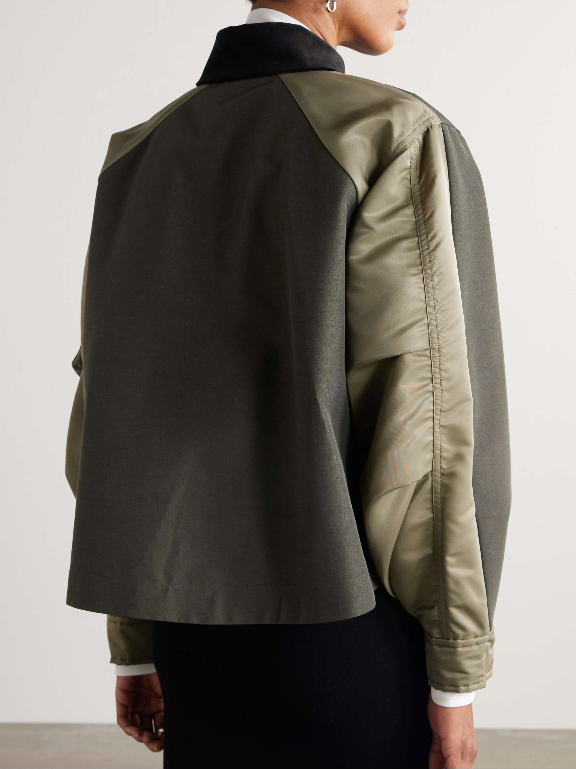 Velvet and satin-trimmed cotton-blend twill jacket view