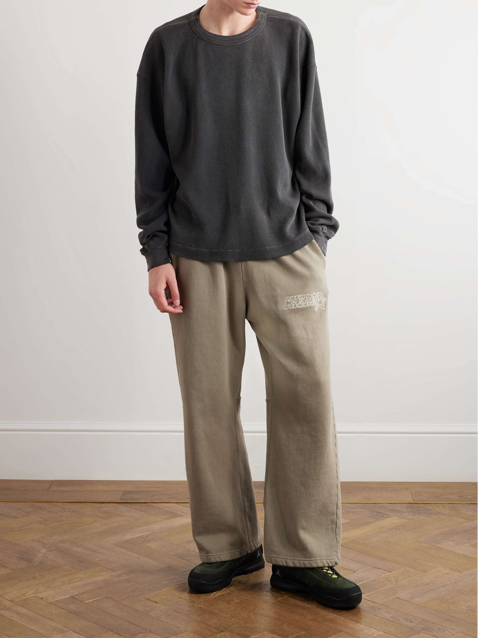 Star Parachute Straight-Leg Logo-Embroidered Cotton-Jersey Sweatpants view
