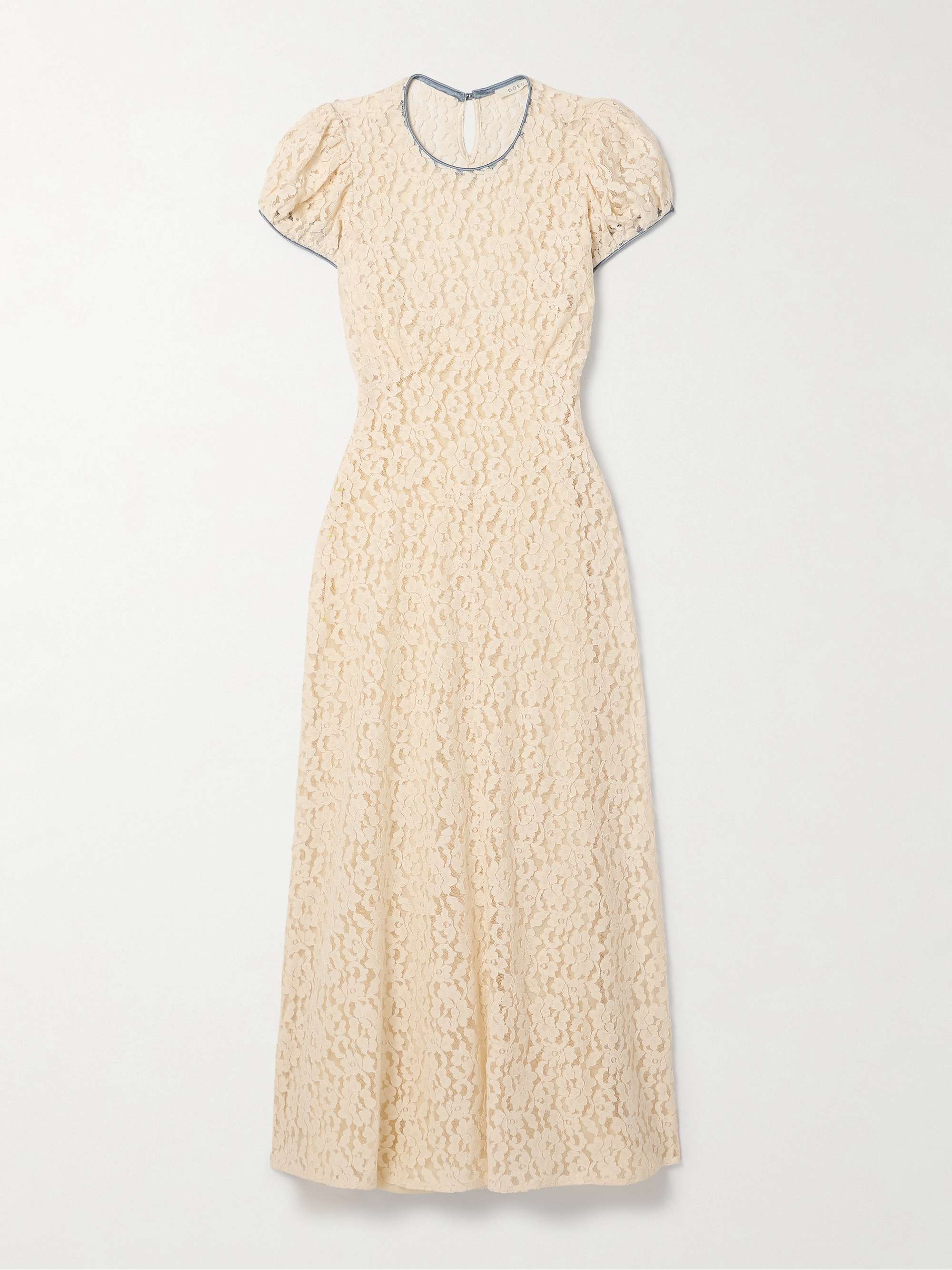 Katarina satin-trimmed corded lace midi dress hero visual