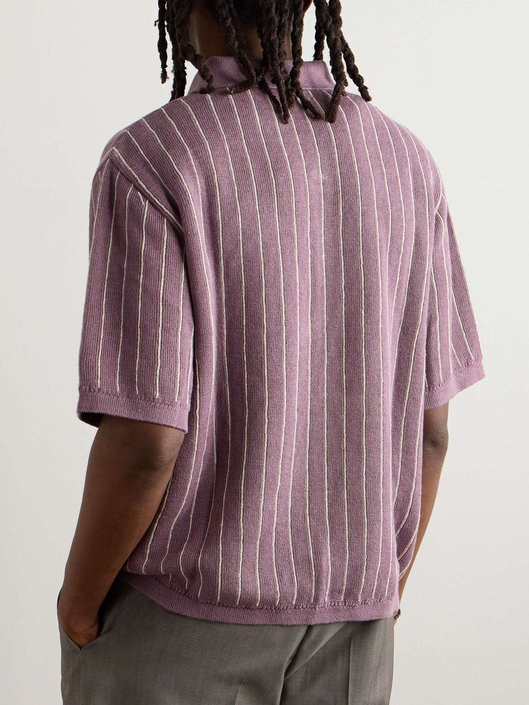 Mahua Striped Linen and Cotton-Blend Polo Shirt view