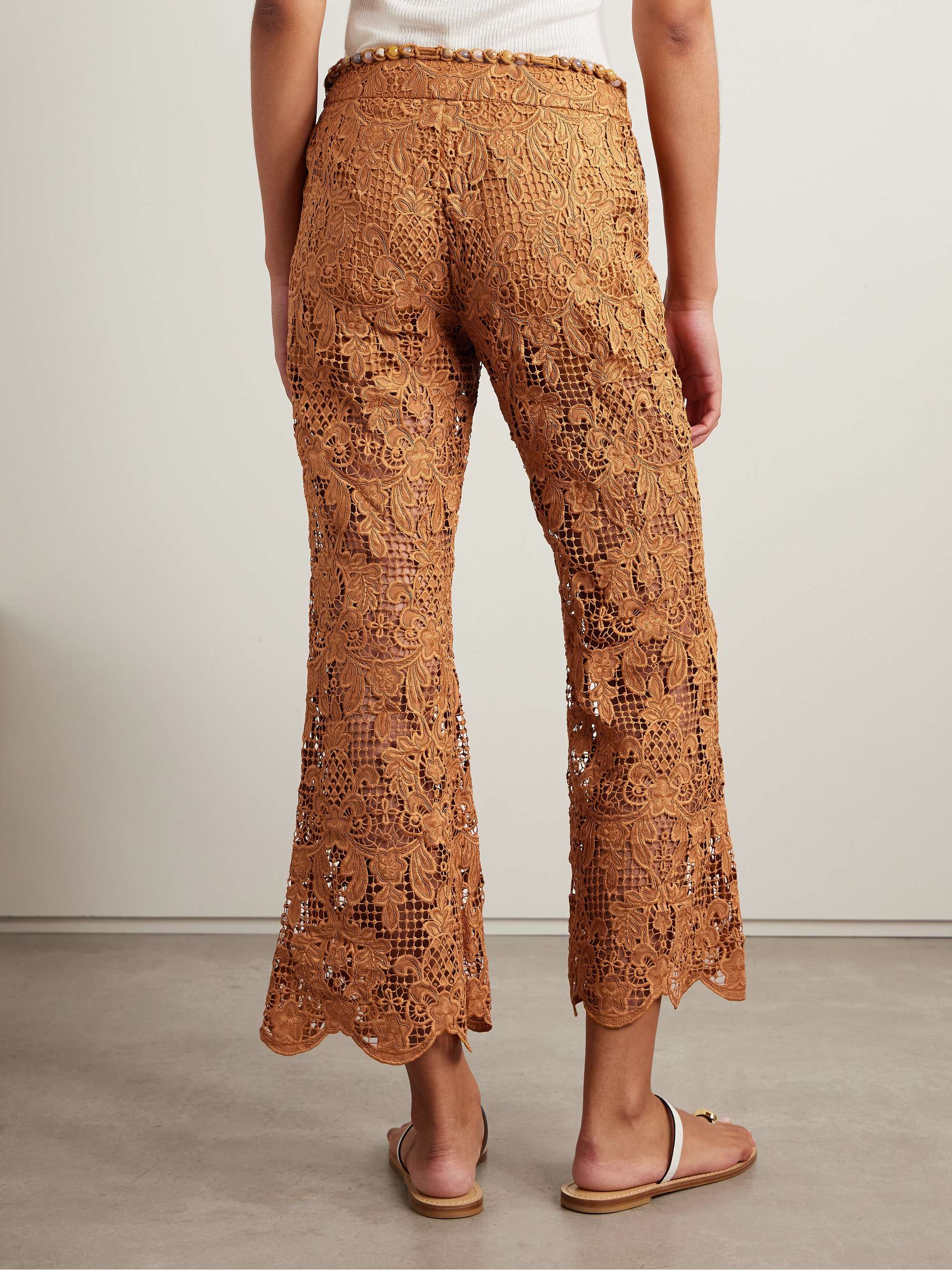 Coco belted guipure lace cotton flared pants view