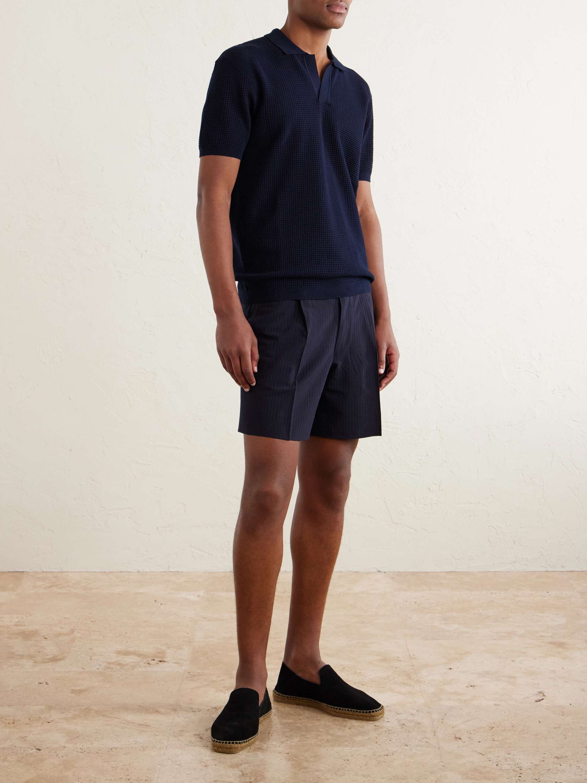Roddy Slim-Fit Camp-Collar Pointelle-Knit Polo Shirt view