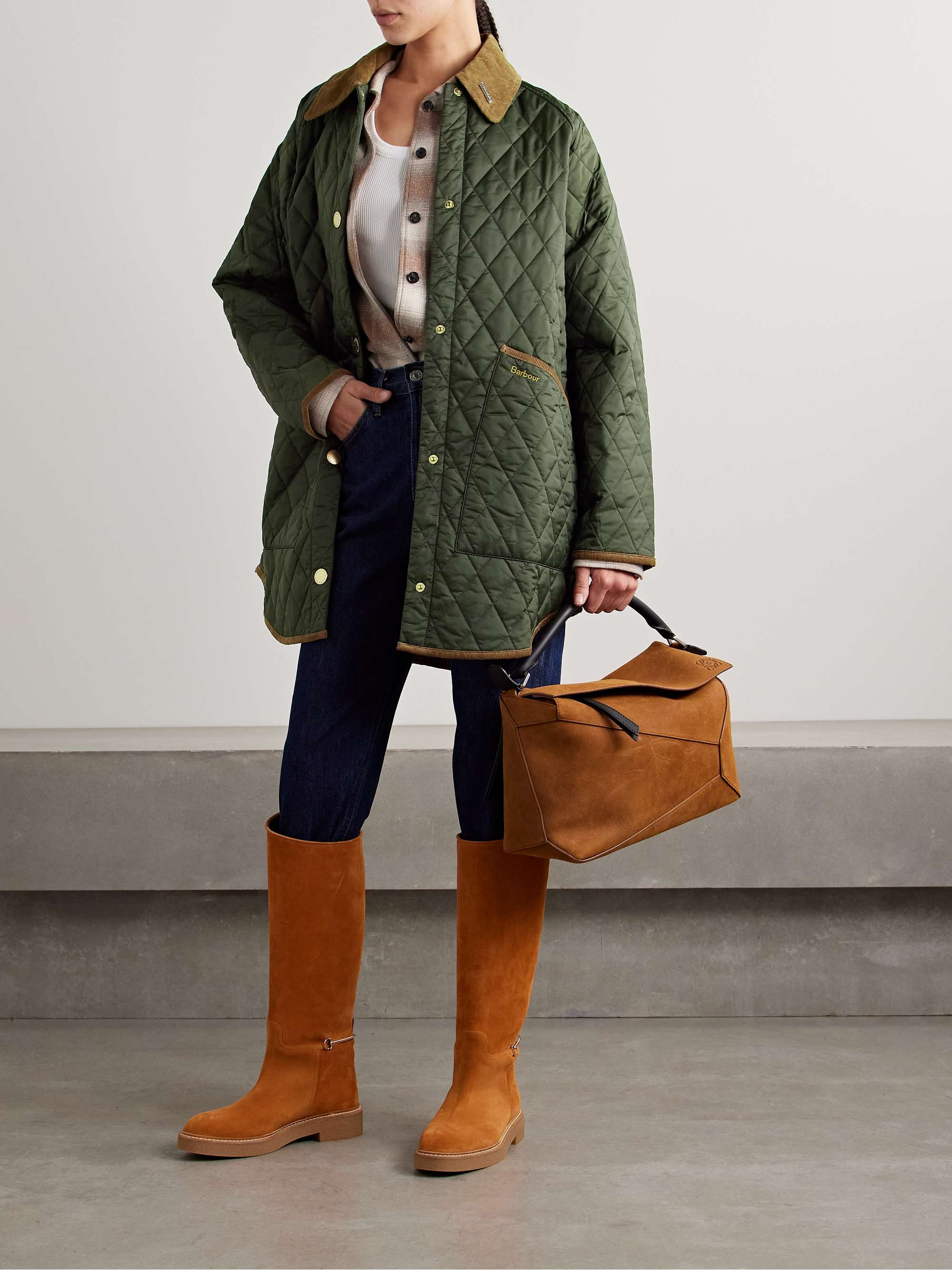 Liddesdale cotton corduroy-trimmed padded quilted shell jacket view