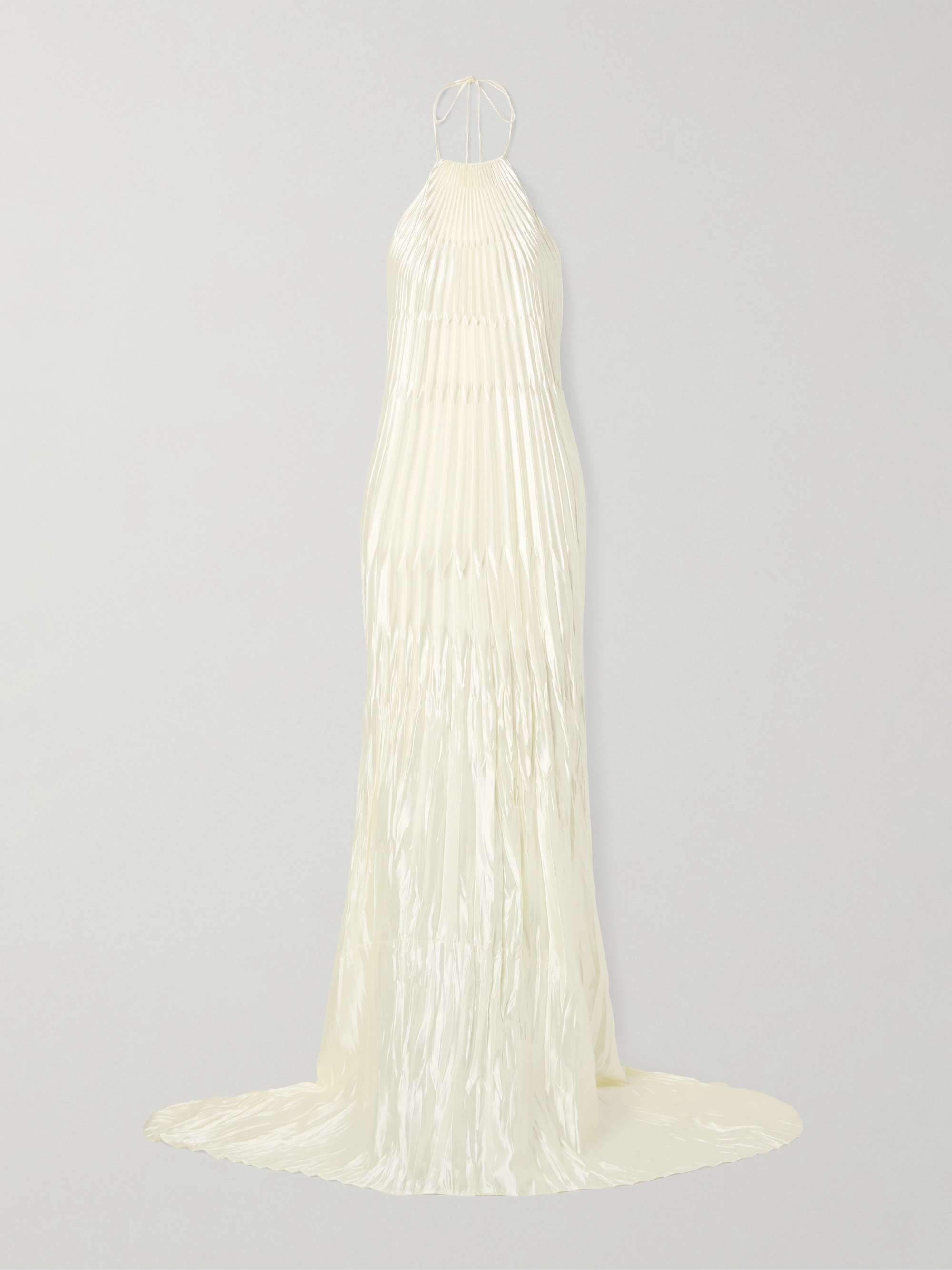Sinclair embellished wool and silk-blend plissé-mikado halterneck gown hero visual
