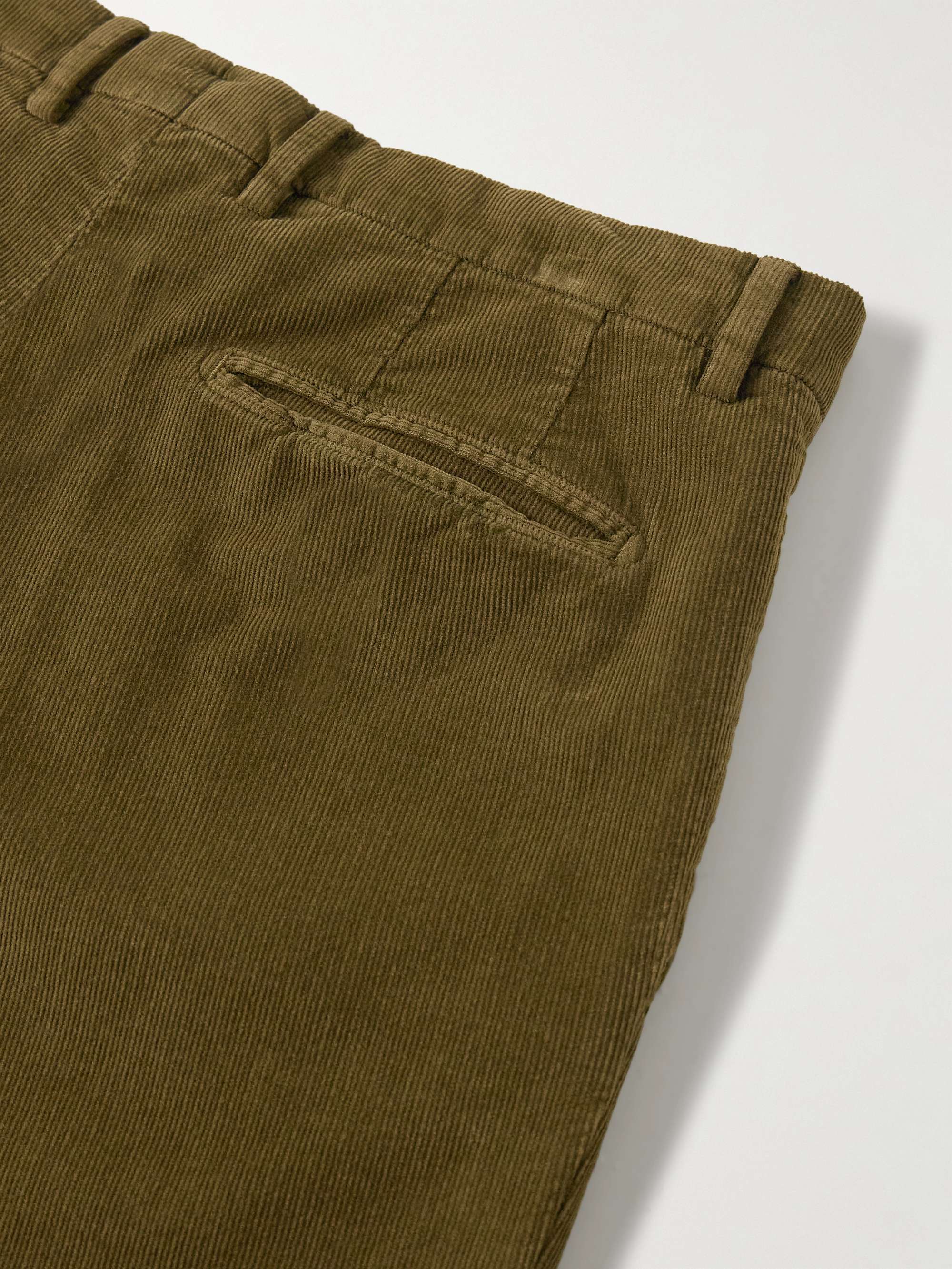 Slim-Fit Pleated Cotton-Blend Corduroy Suit Trousers view