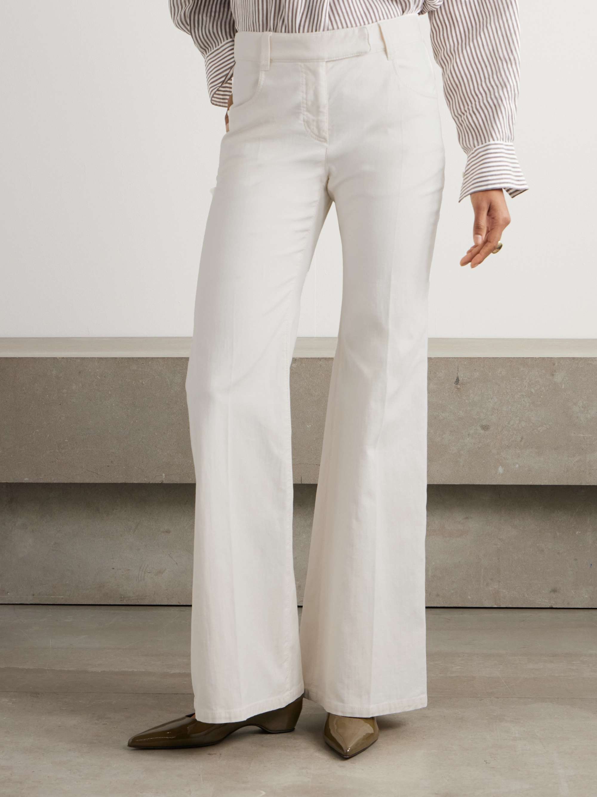 Cotton-blend twill flared pants view