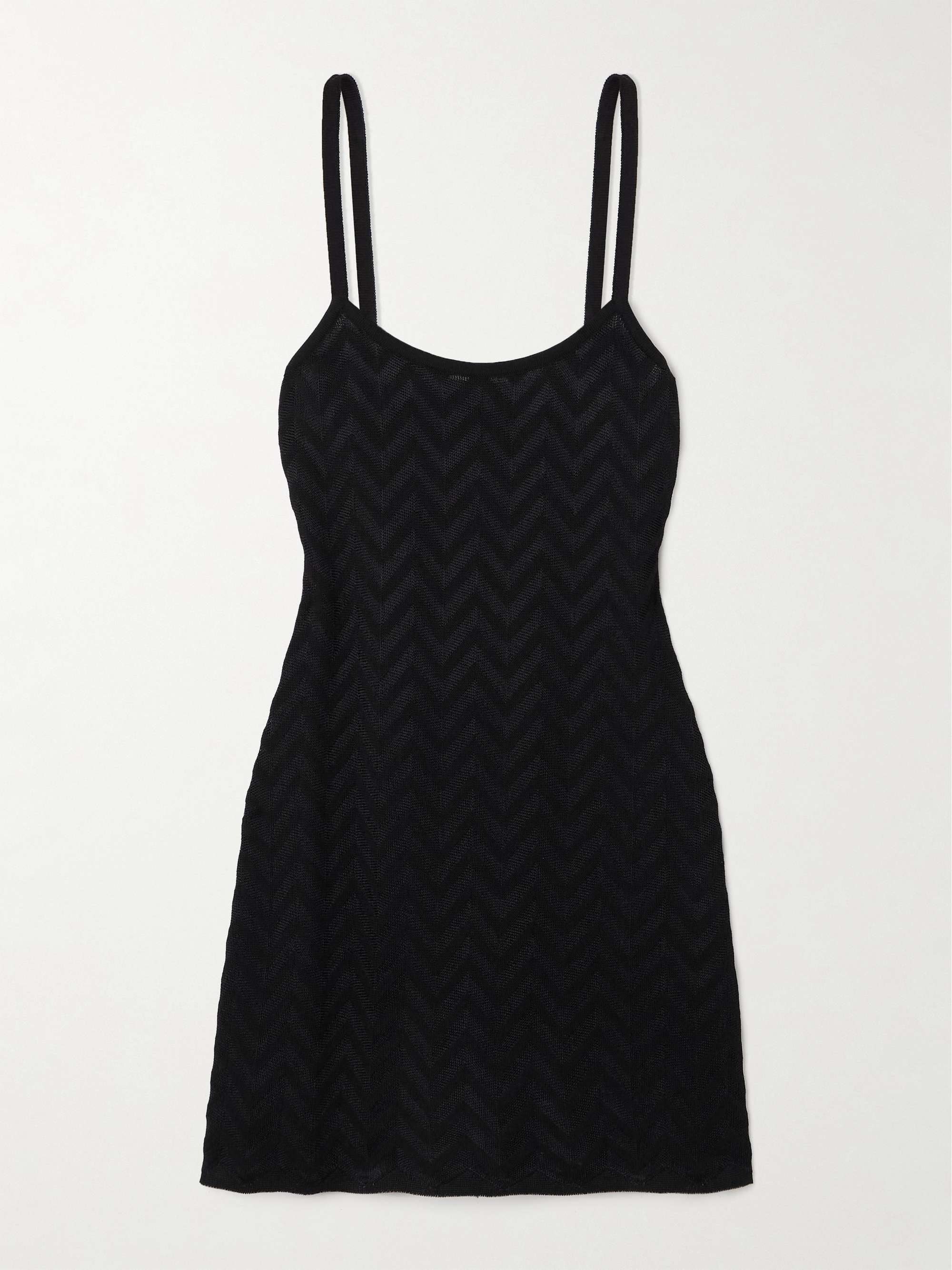 Striped crochet-knit cotton-blend mini dress hero visual