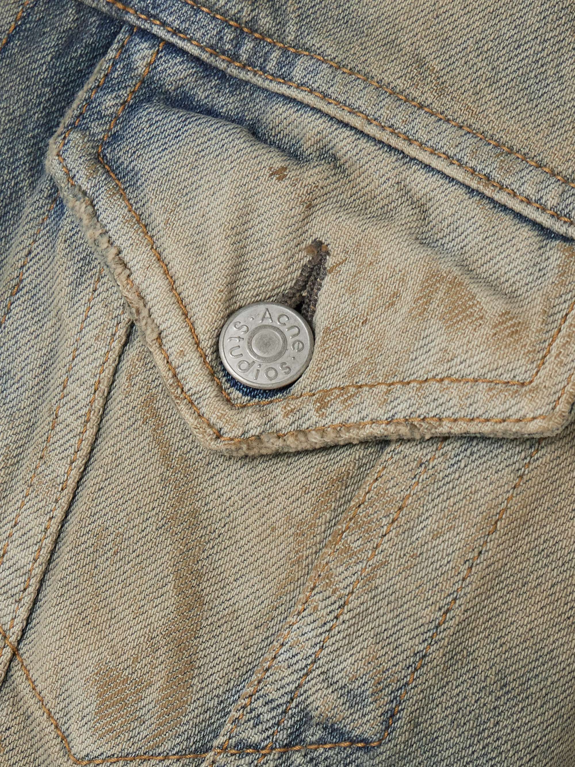Hooded distressed organic denim jacket view