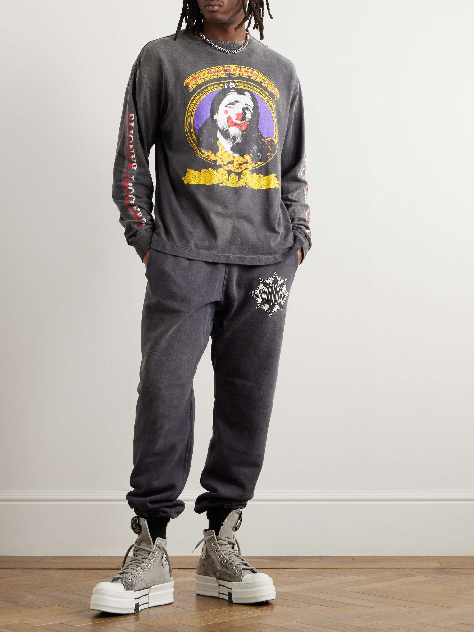 + Born X Raised Clown Distressed Printed Cotton-Jersey T-Shirt view