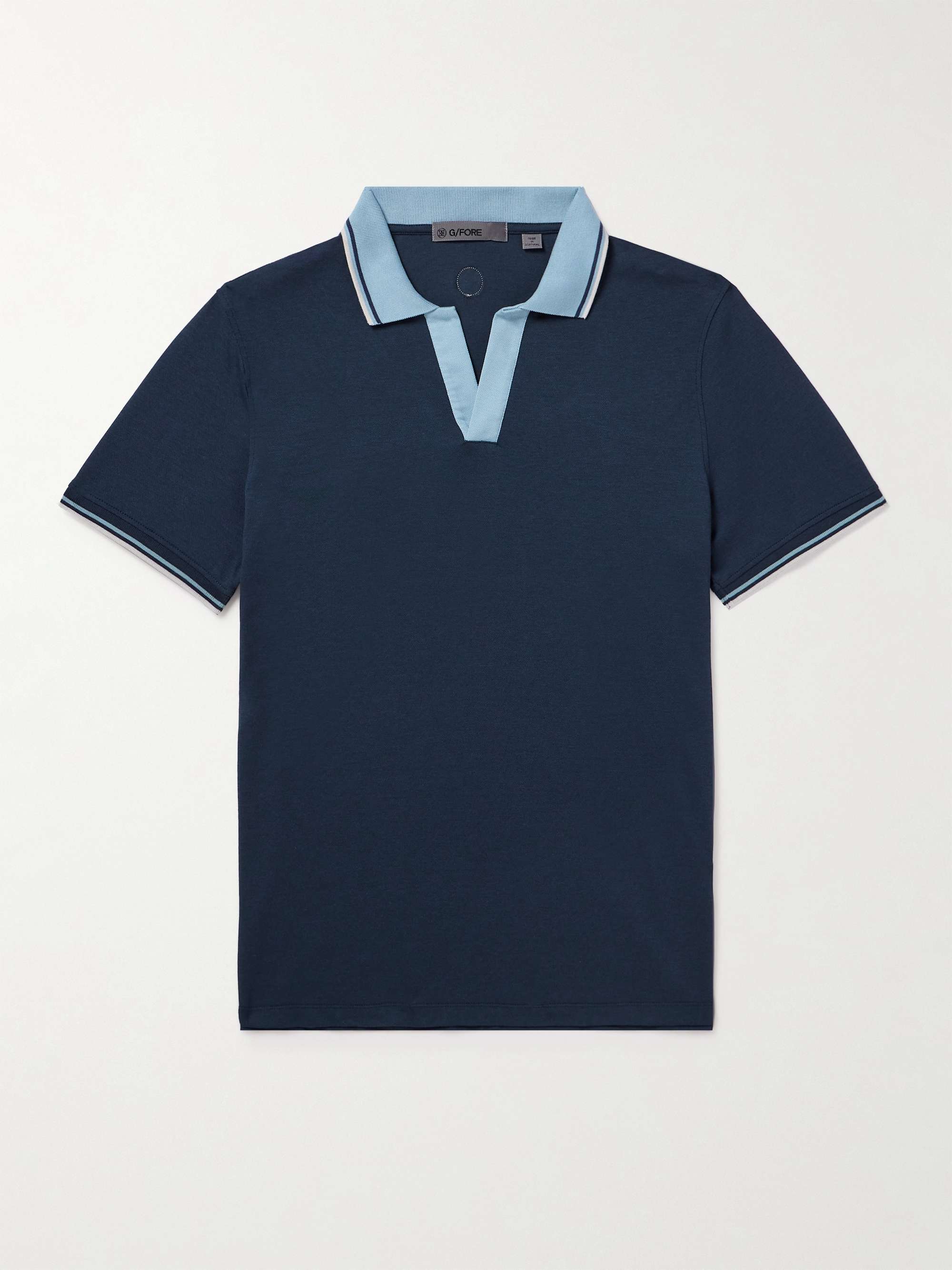 + GFORE Golf Striped Logo-Appliquéd Piqué Polo Shirt hero visual