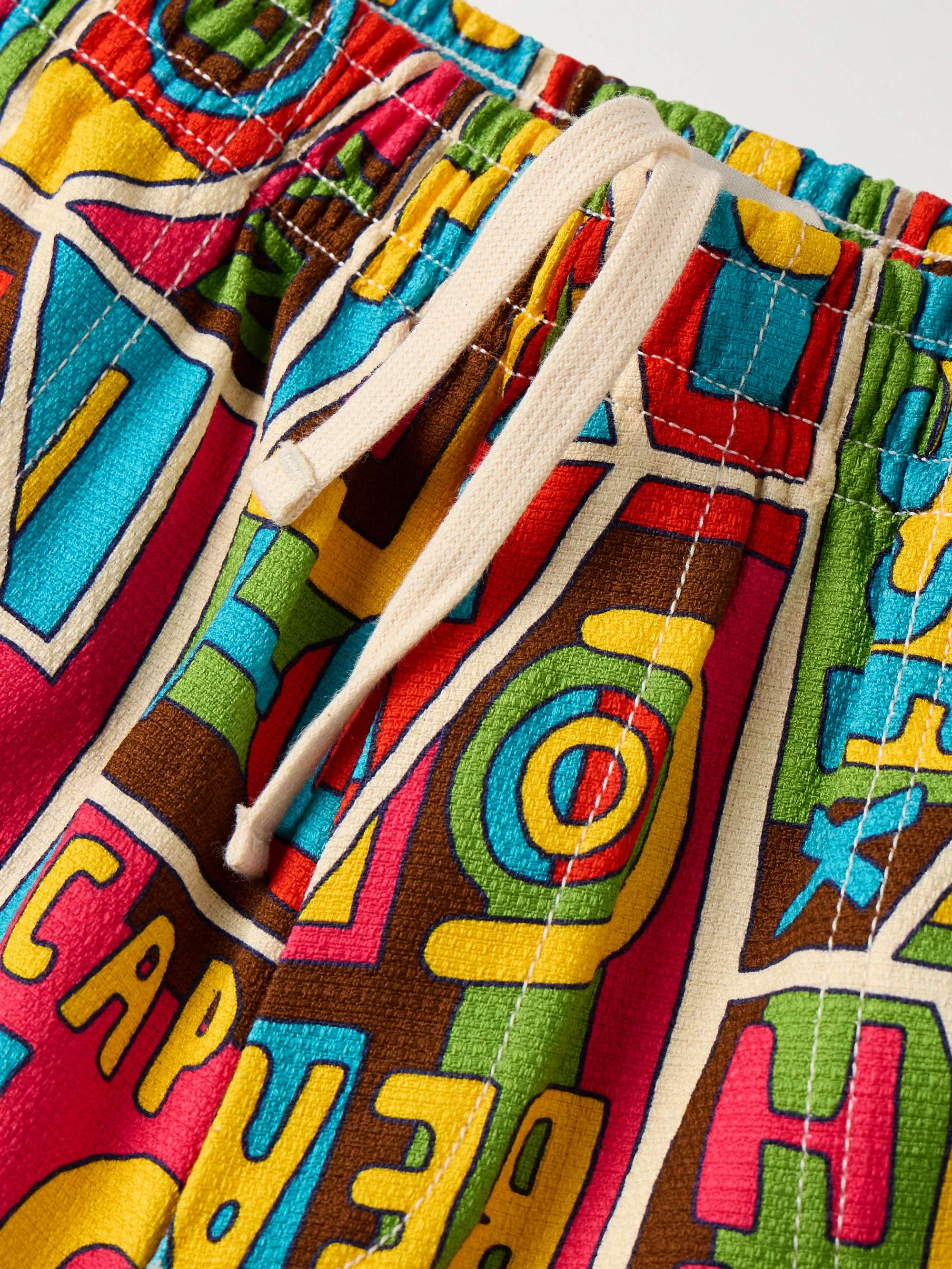 New England Mosaic Straight-Leg Printed Textured-Cotton Shorts view