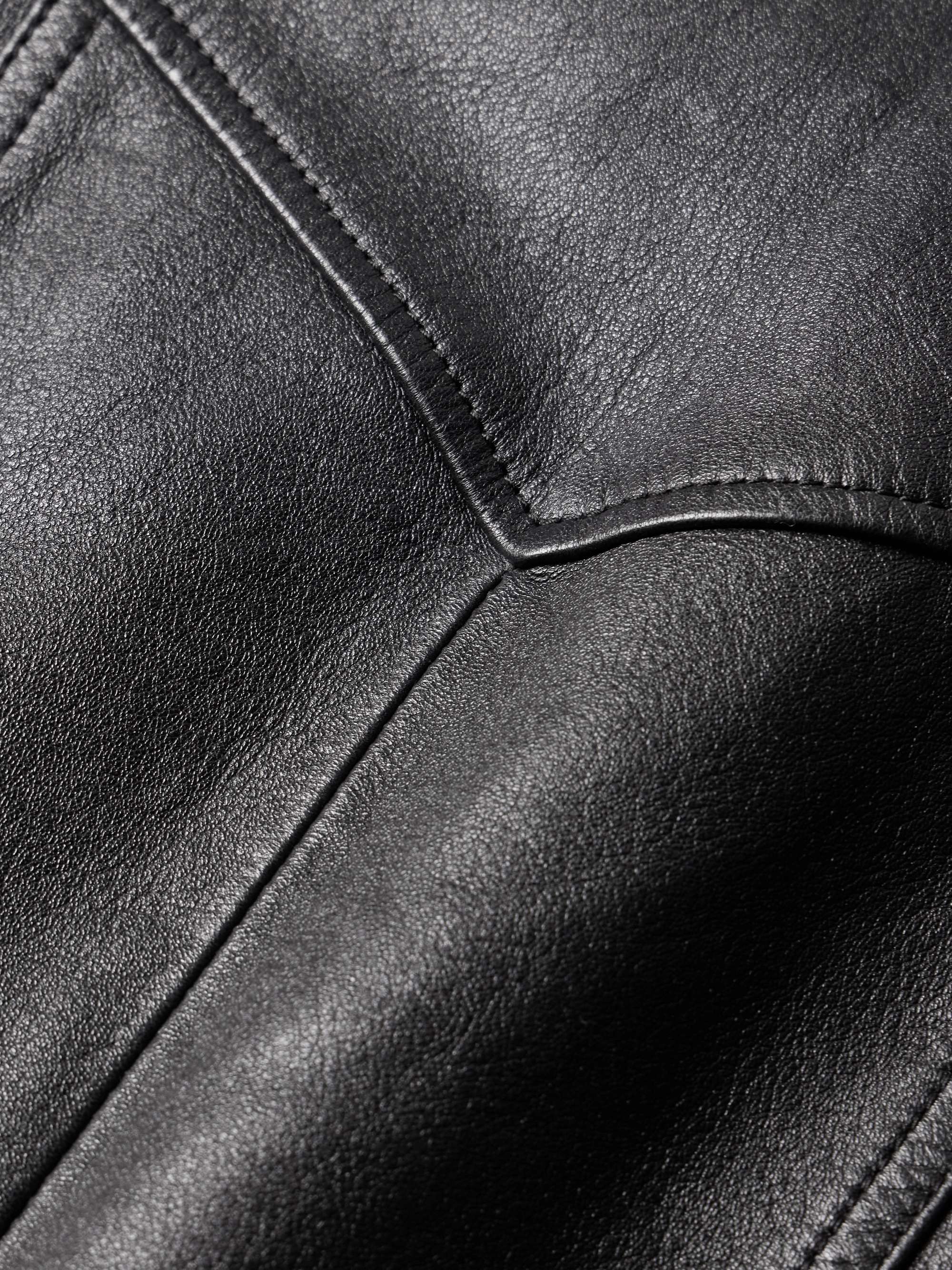 Slim-Fit Panelled Leather Jacket view
