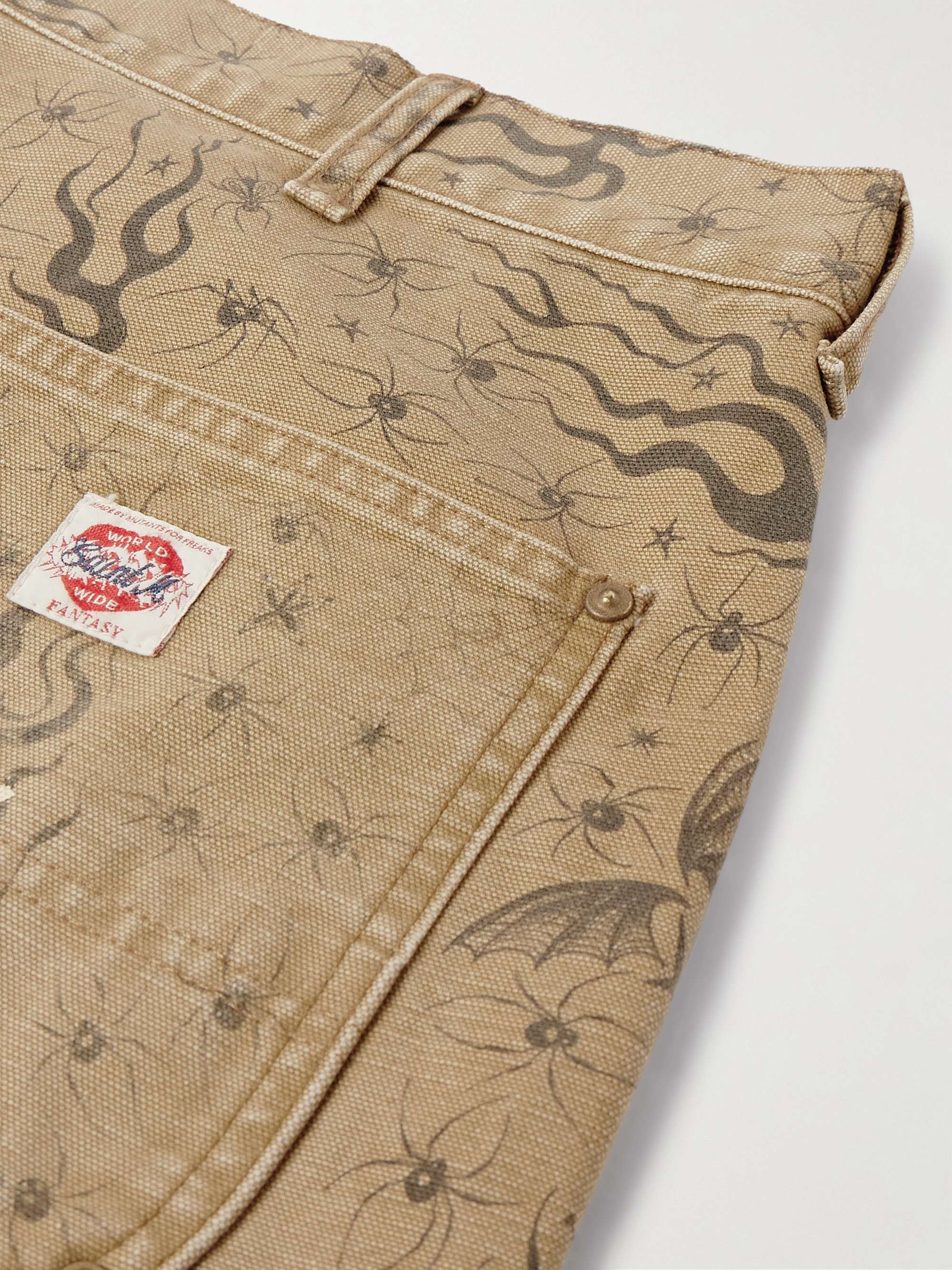 + Dr. Woo Bootcut Double-Knee Printed Cotton-Canvas Trousers view