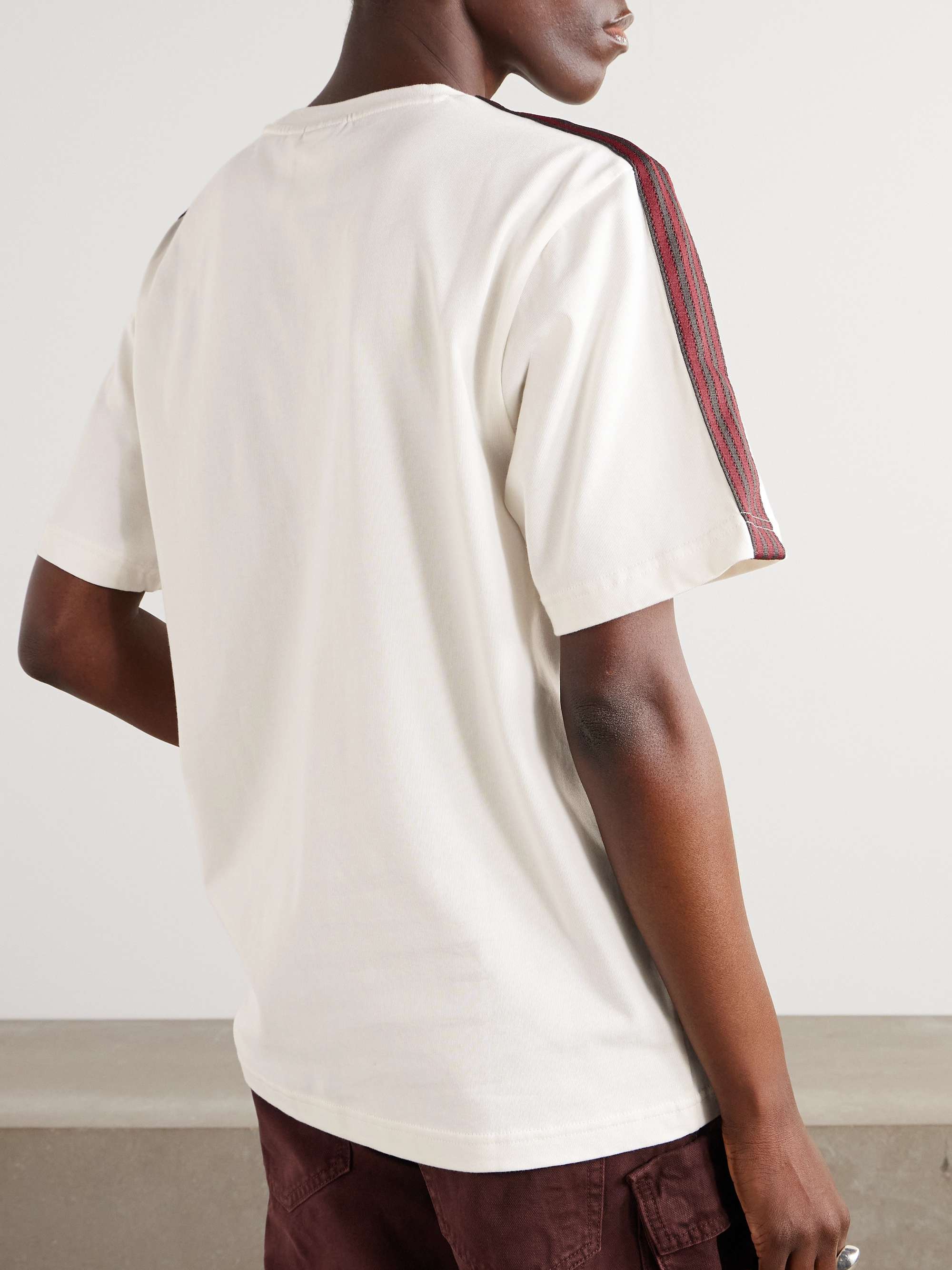 + Wales Bonner embroidered webbing-trimmed organic cotton-jersey T-shirt view
