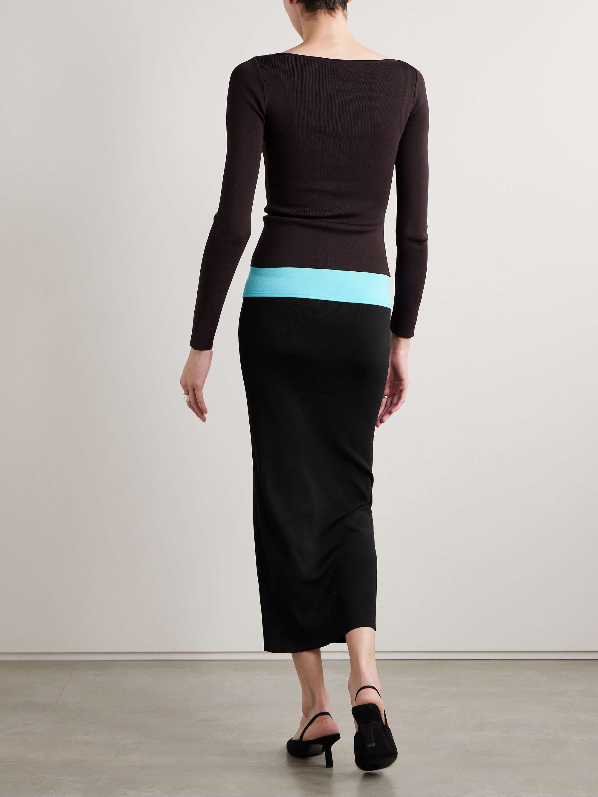 Carilo layered stretch-knit midi dress view