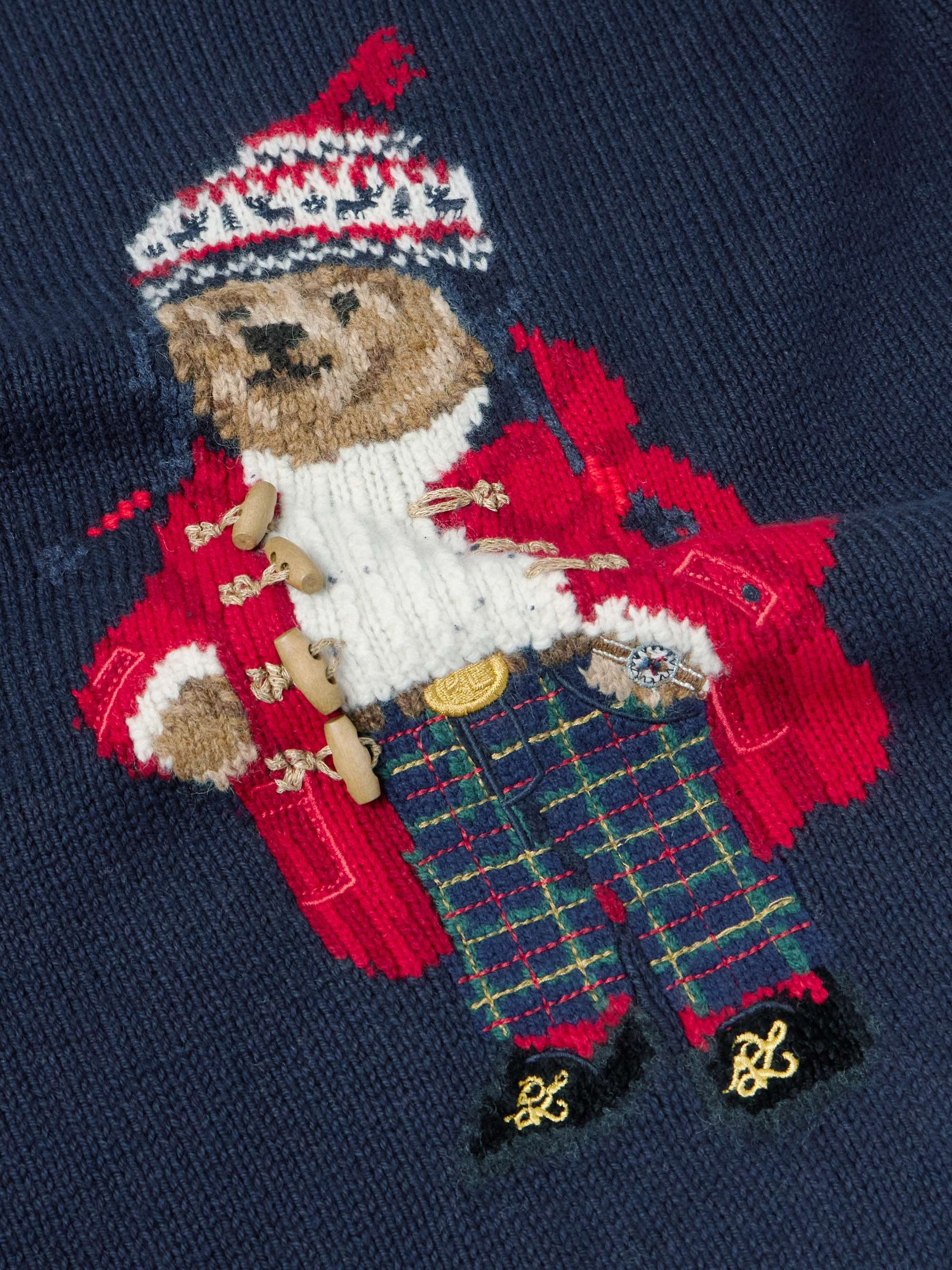Embellished Intarsia-Knit Cotton and Cashmere-Blend Sweater view