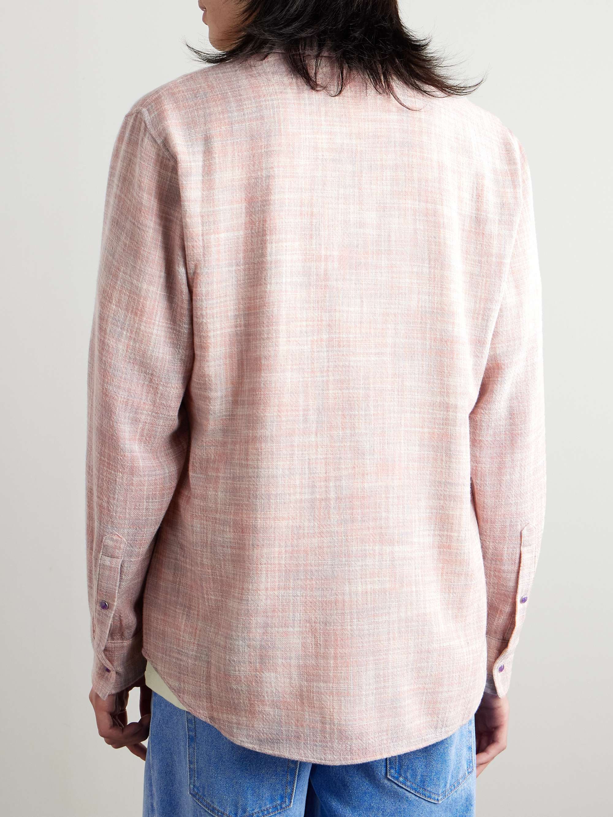 Space-Dyed Cashmere and Wool-Blend Gauze Shirt view