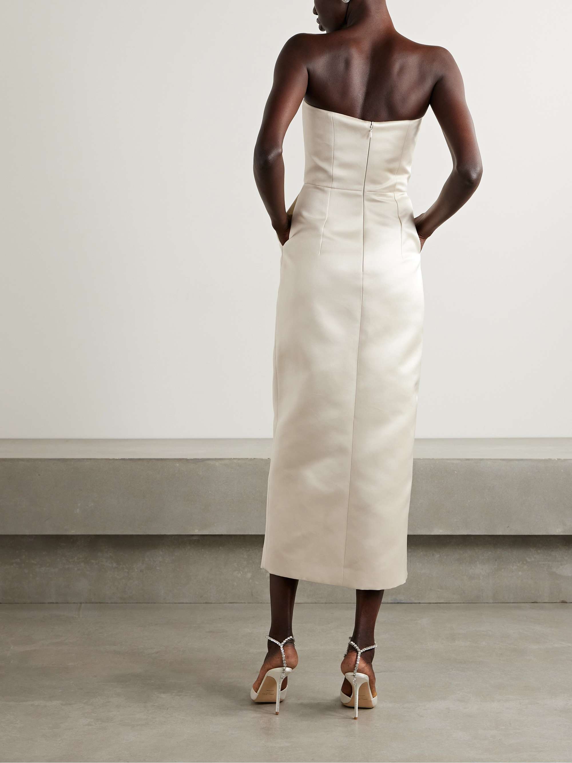 Pola strapless duchesse-satin midi dress view
