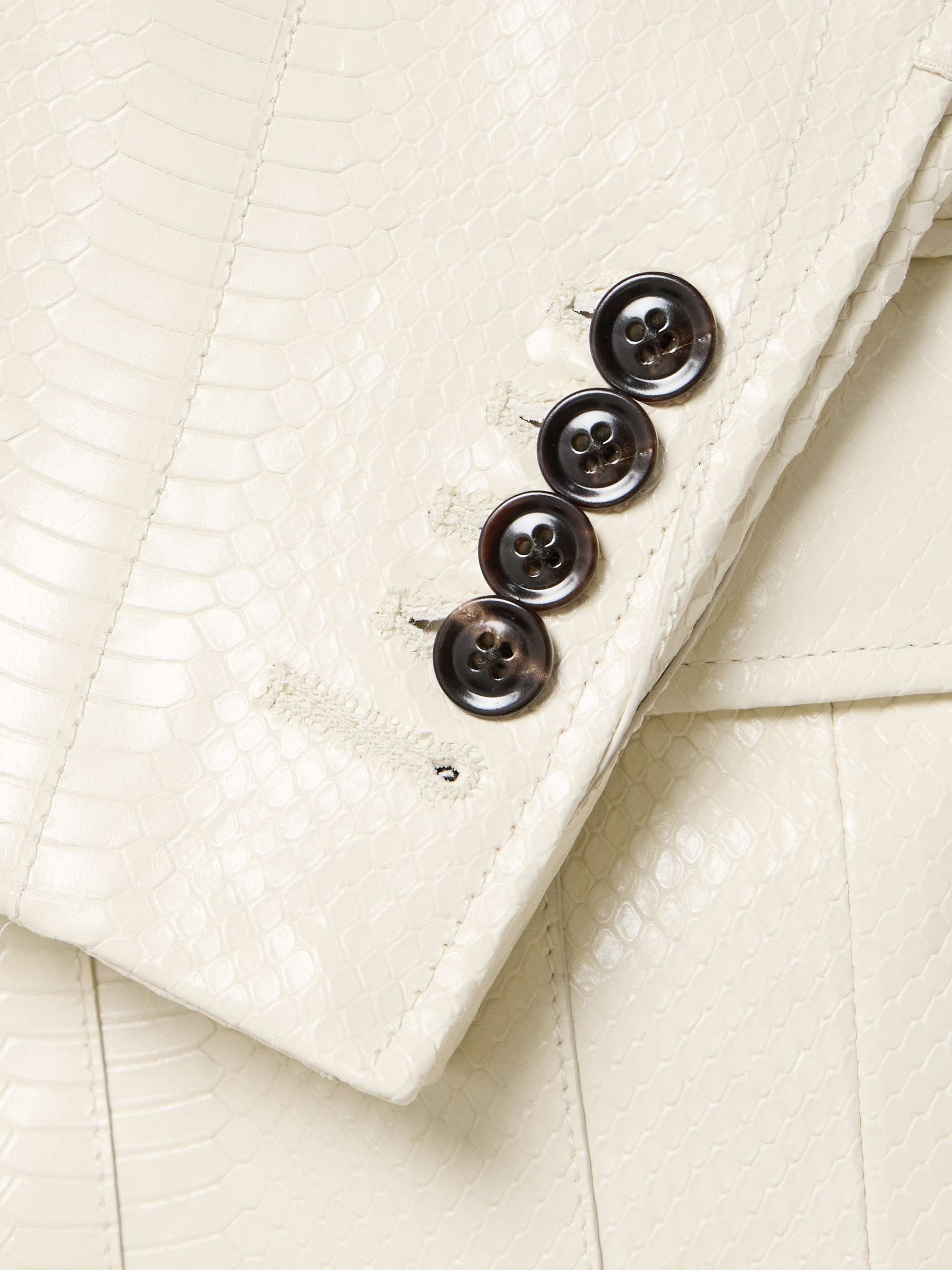 Slim-Fit Snake-Effect Leather Blazer view