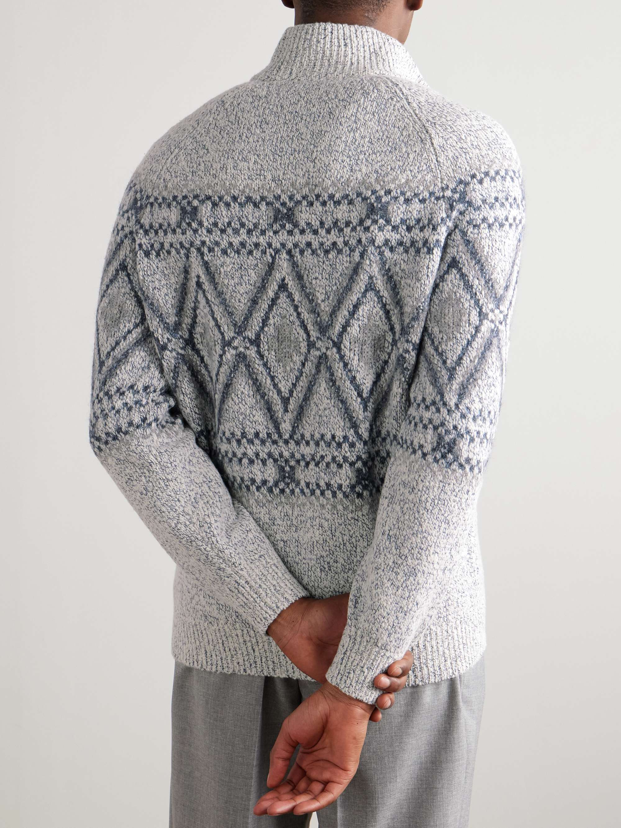 Fair Isle Wool, Silk and Cashmere-Blend Zip-Up Cardigan view