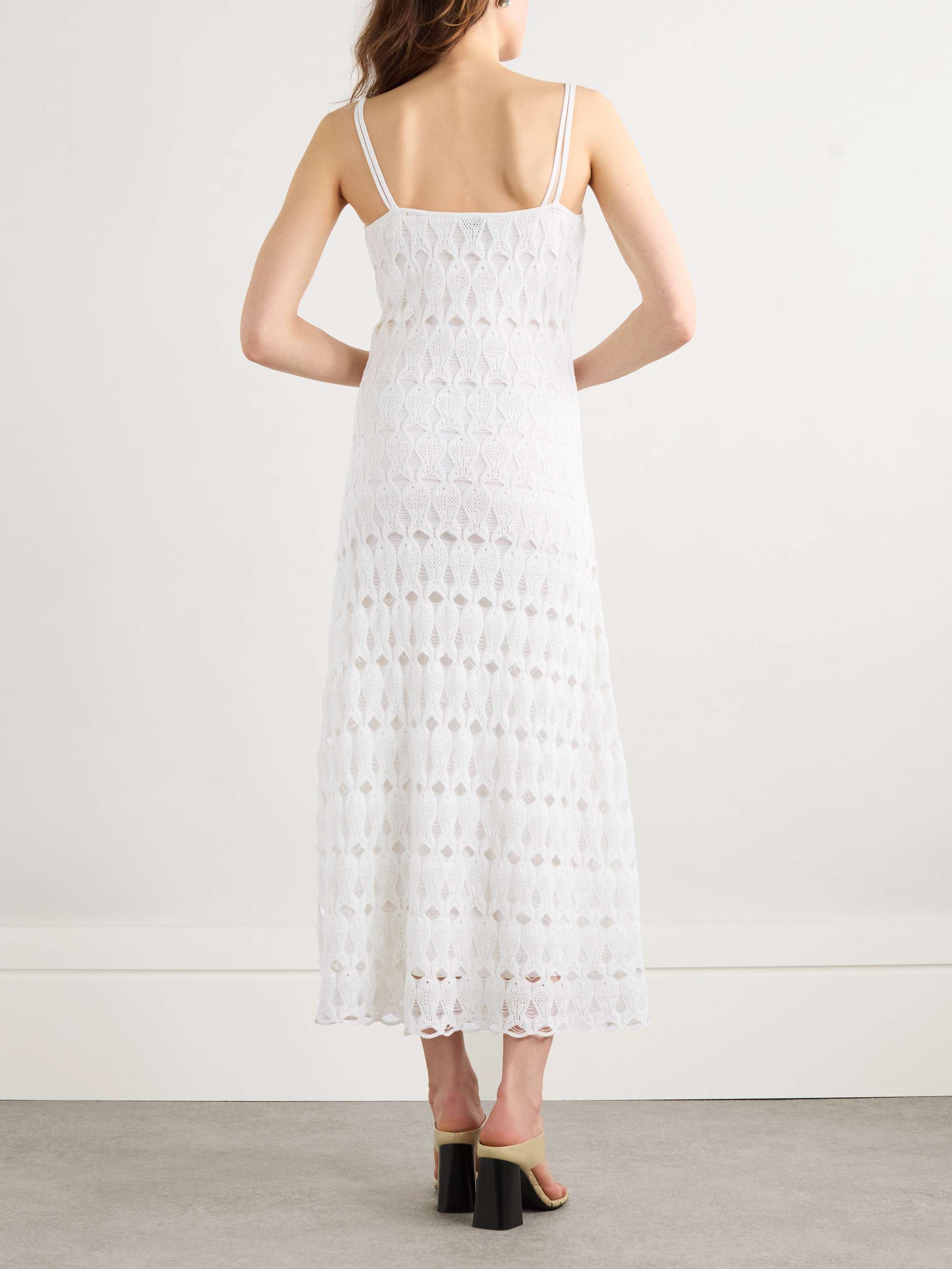 Embellished open-knit cotton and silk-blend midi dress view