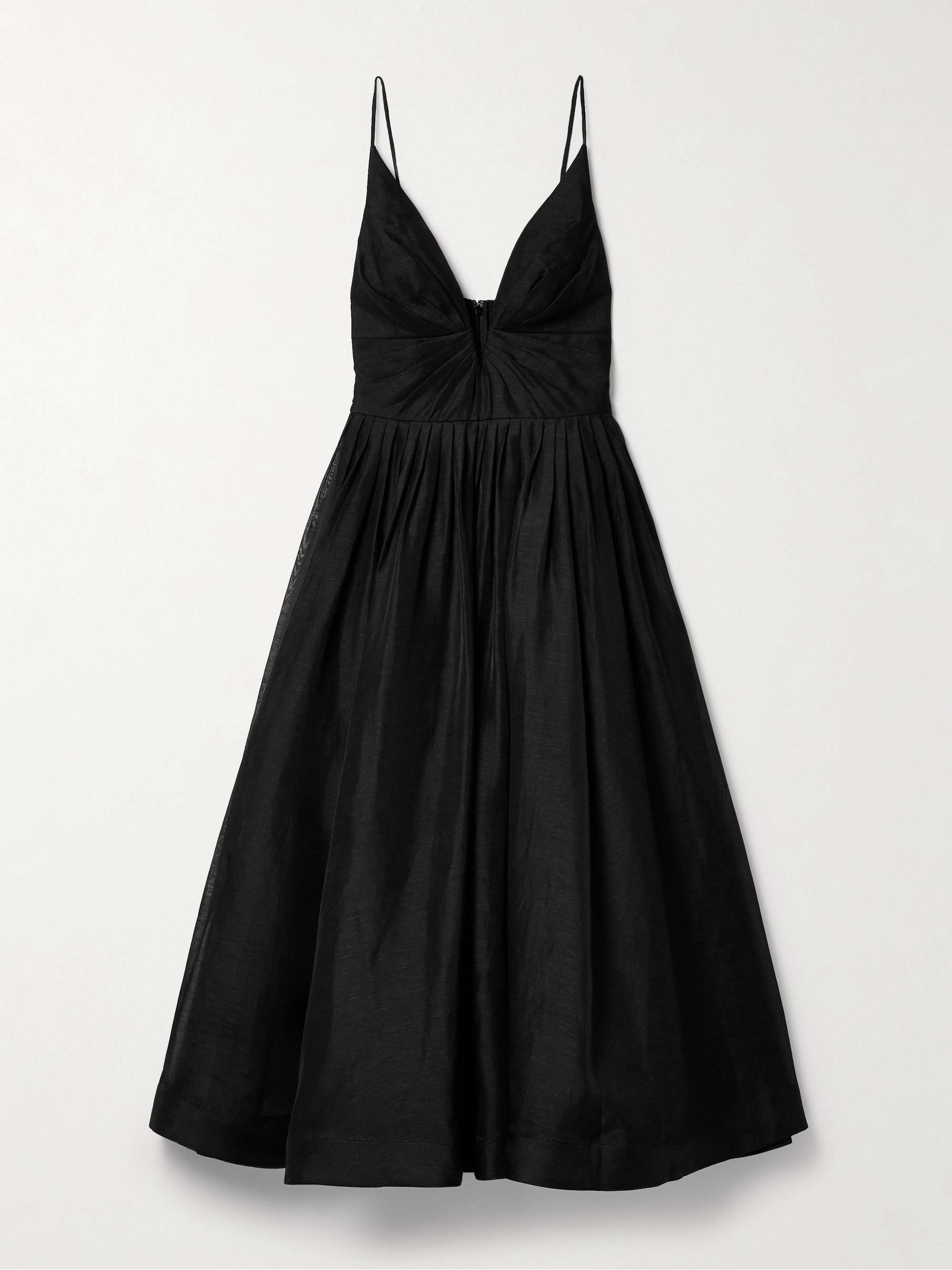 Illustration pleated linen and silk-blend midi dress hero visual