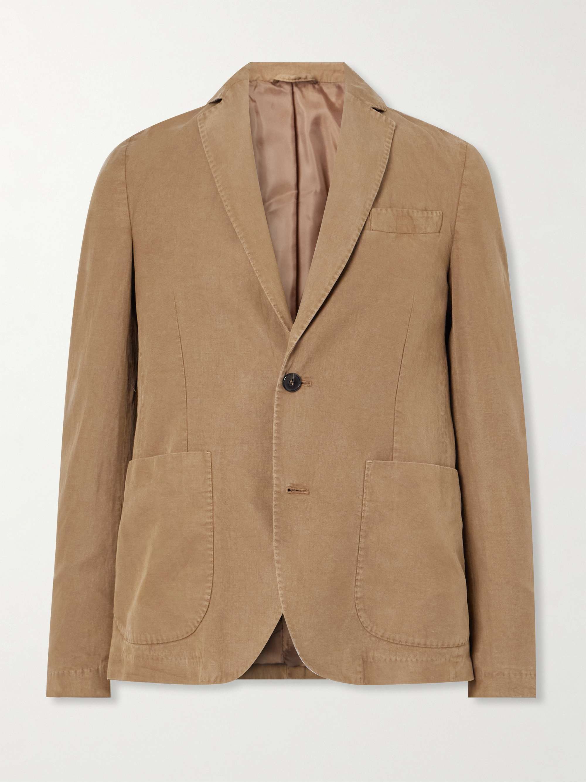 Nehemiah Garment-Dyed Lyocell, Linen and Cotton-Blend Suit Jacket hero visual