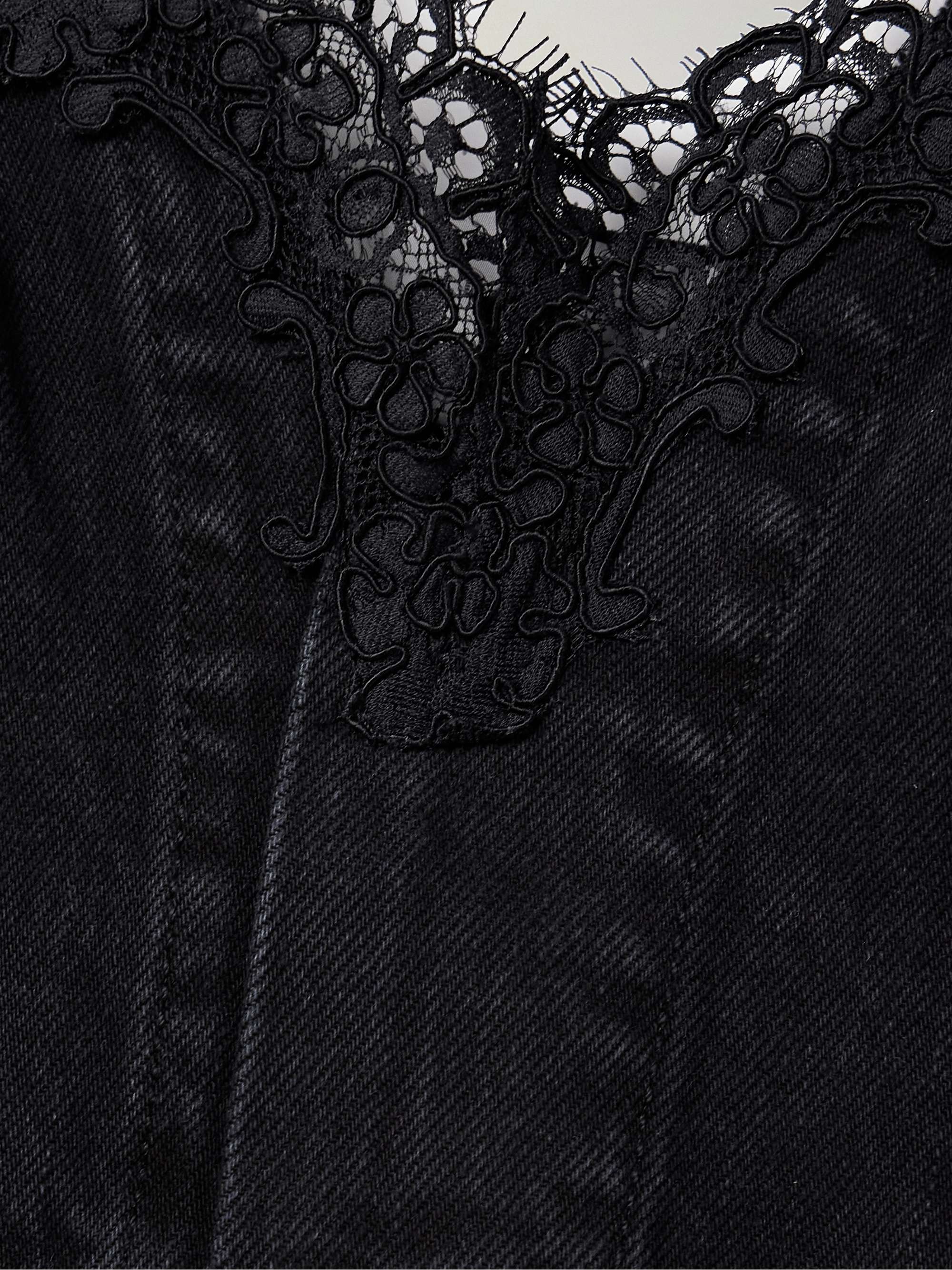 Lace-trimmed paneled organic denim midi dress view
