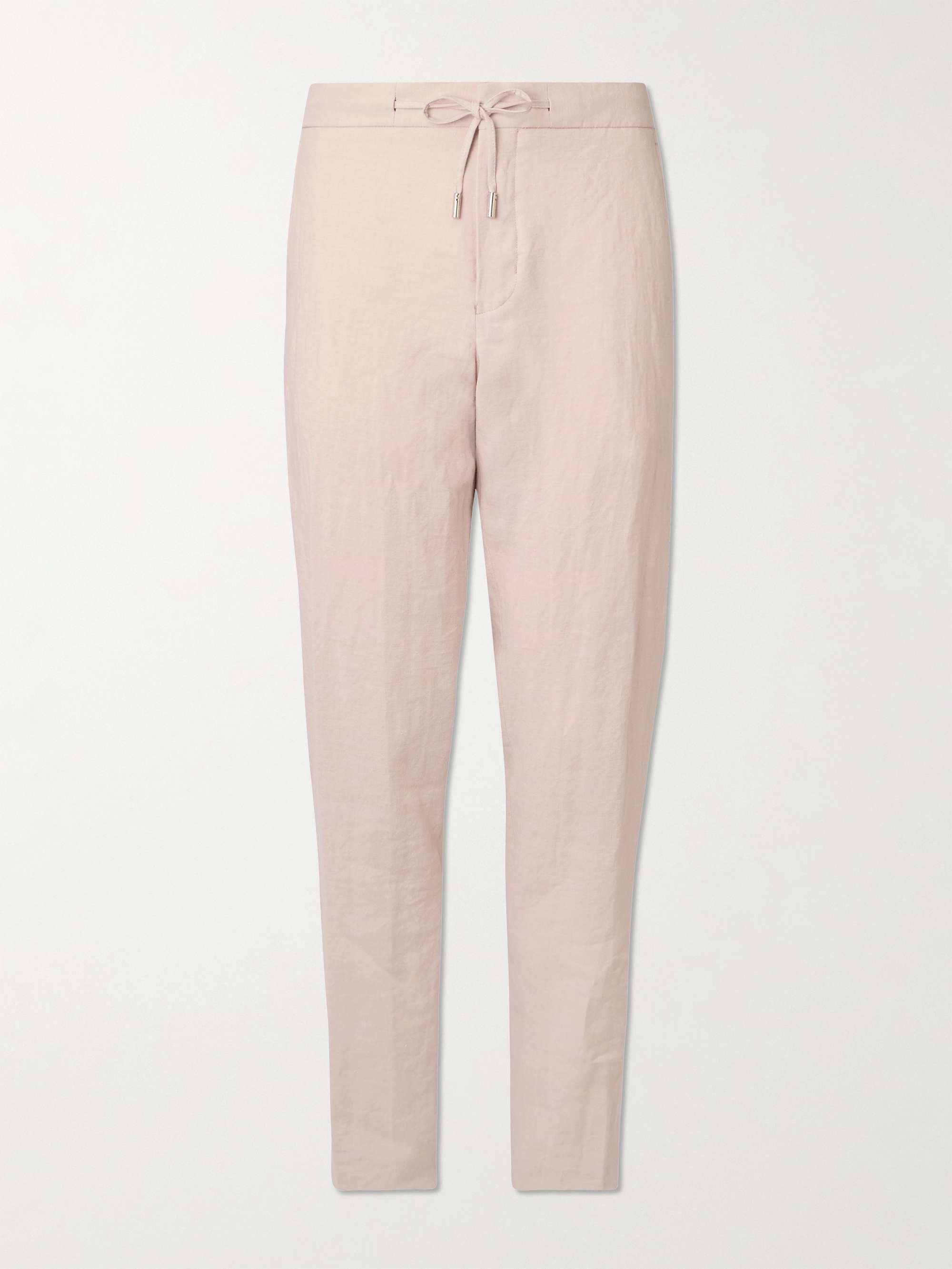 James Straight-Leg Slub Linen Drawstring Trousers hero visual