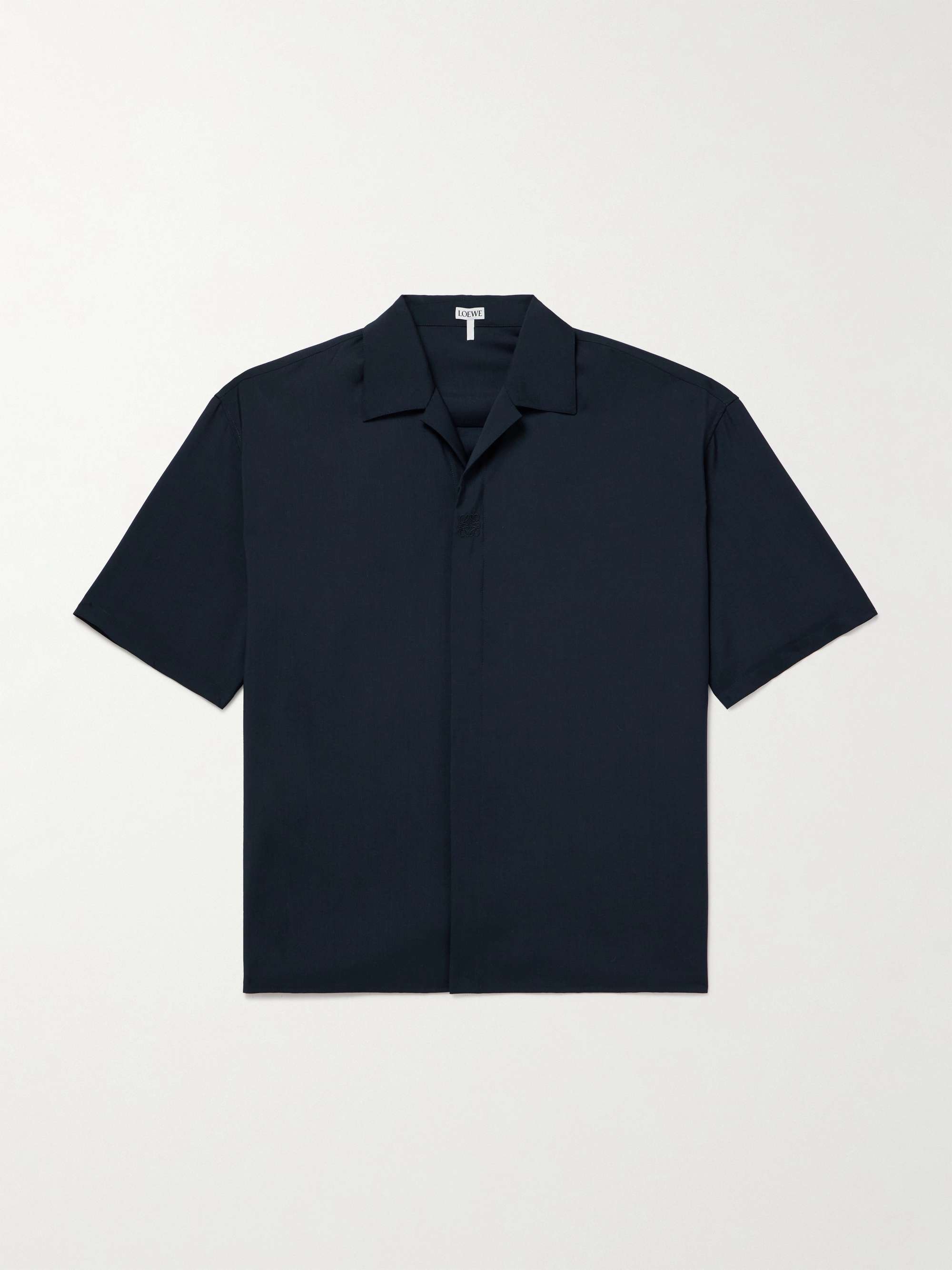 Camp-Collar Logo-Embroidered Wool Shirt hero visual