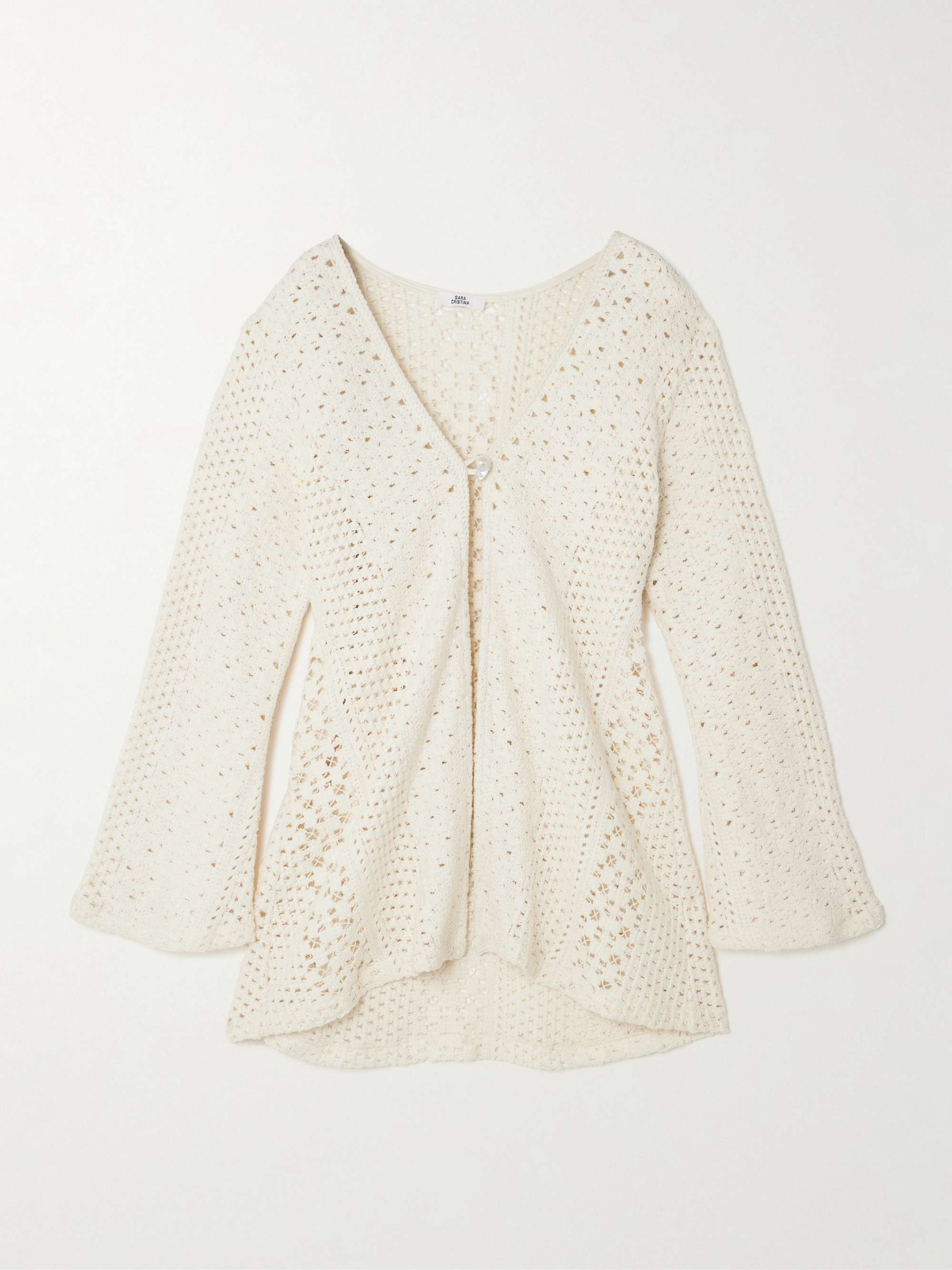 Nerea pearl-embellished crocheted cotton coverup hero visual