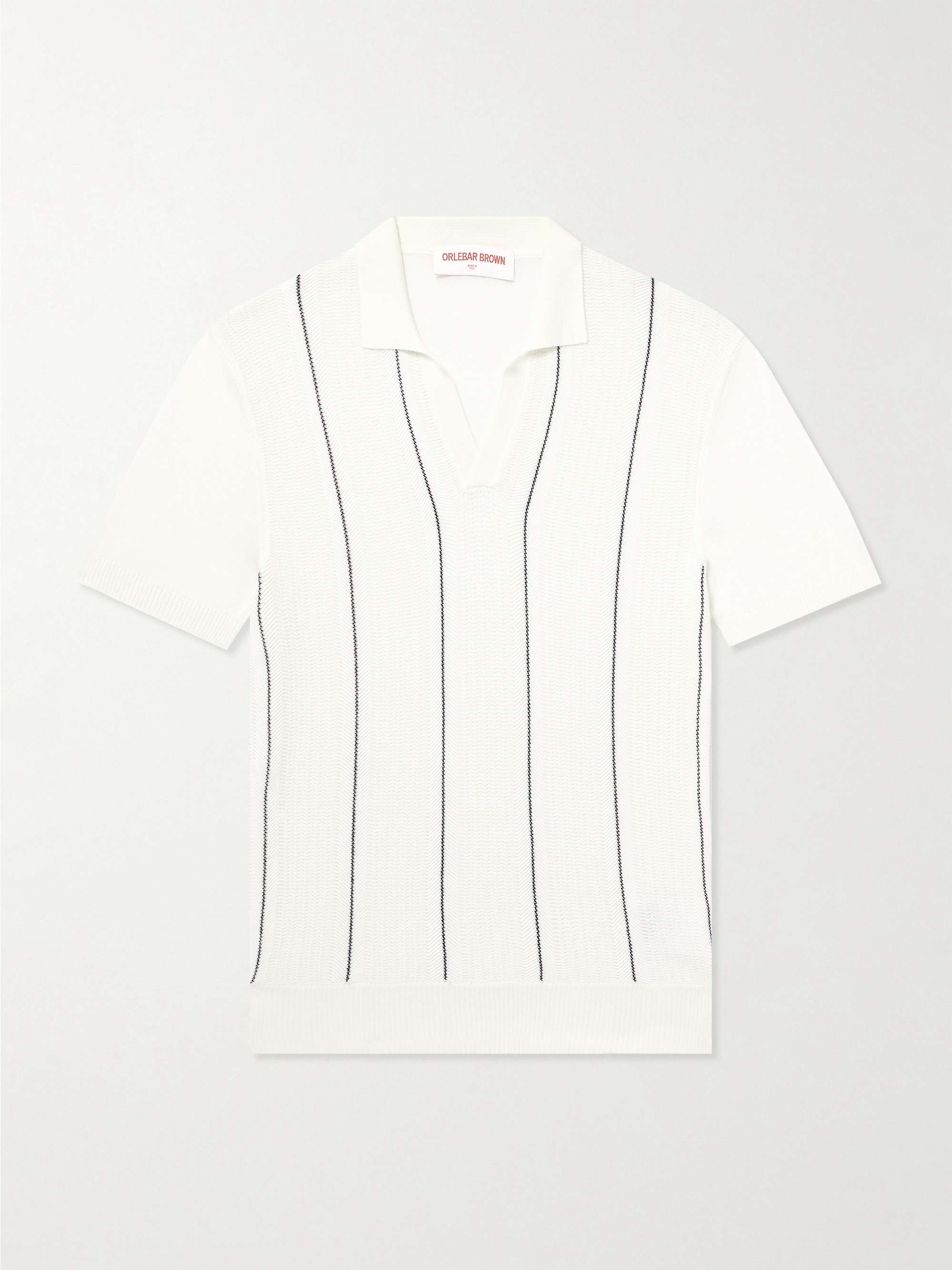 Horton Slim-Fit Ribbed Mulberry Silk and Organic Cotton-Blend Polo Shirt hero visual