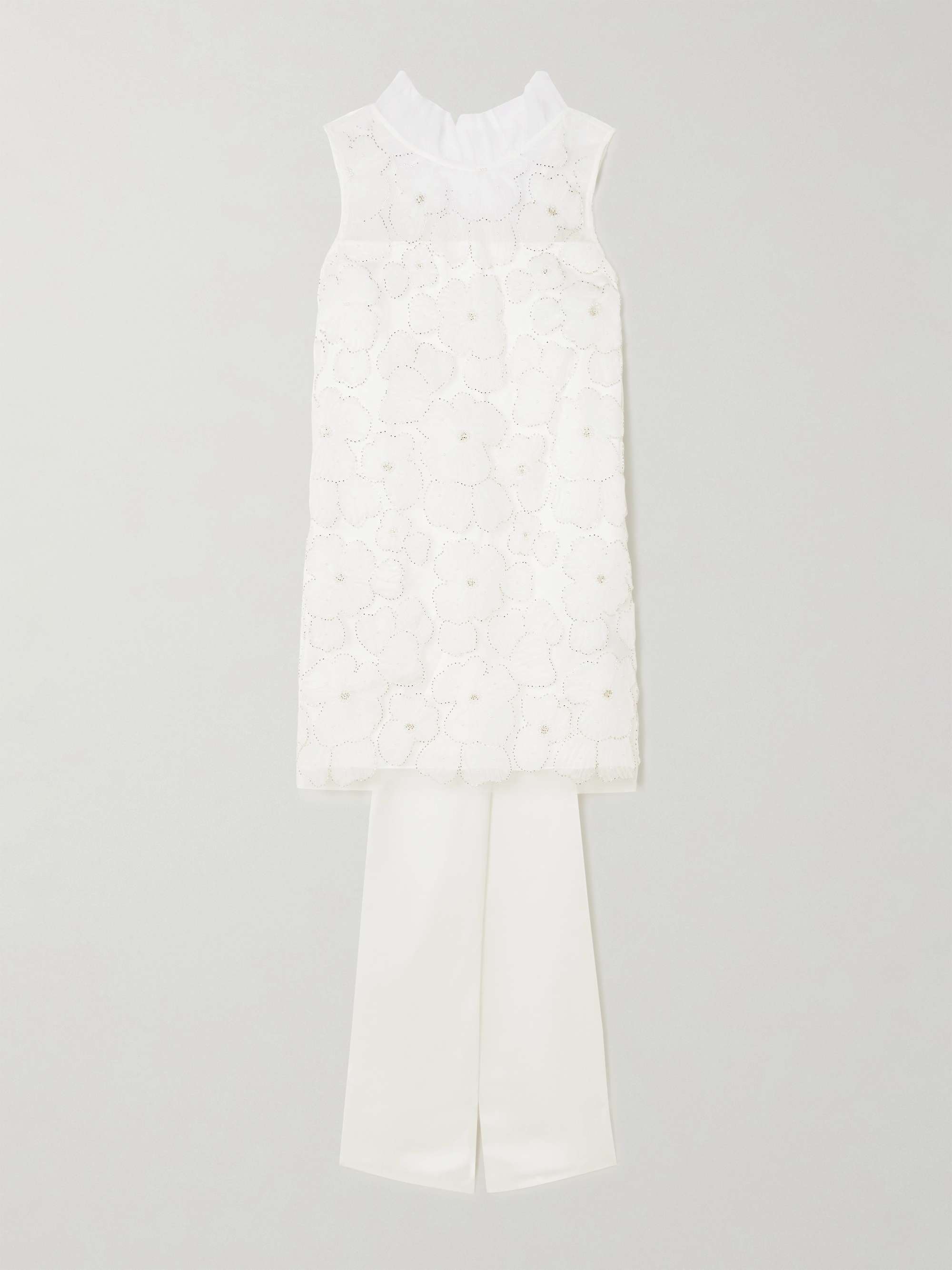 Embellished appliquéd tulle and satin mini dress hero visual
