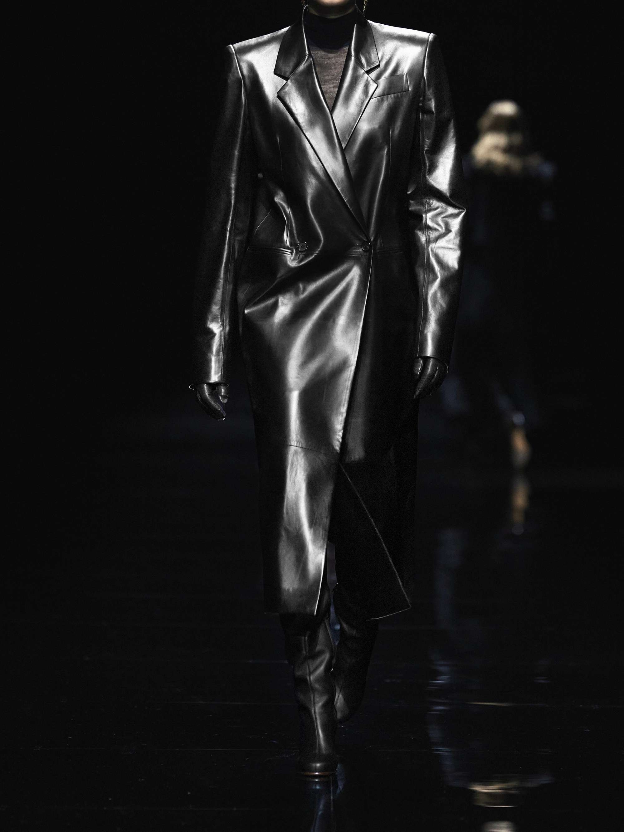 Lolo belted leather coat view