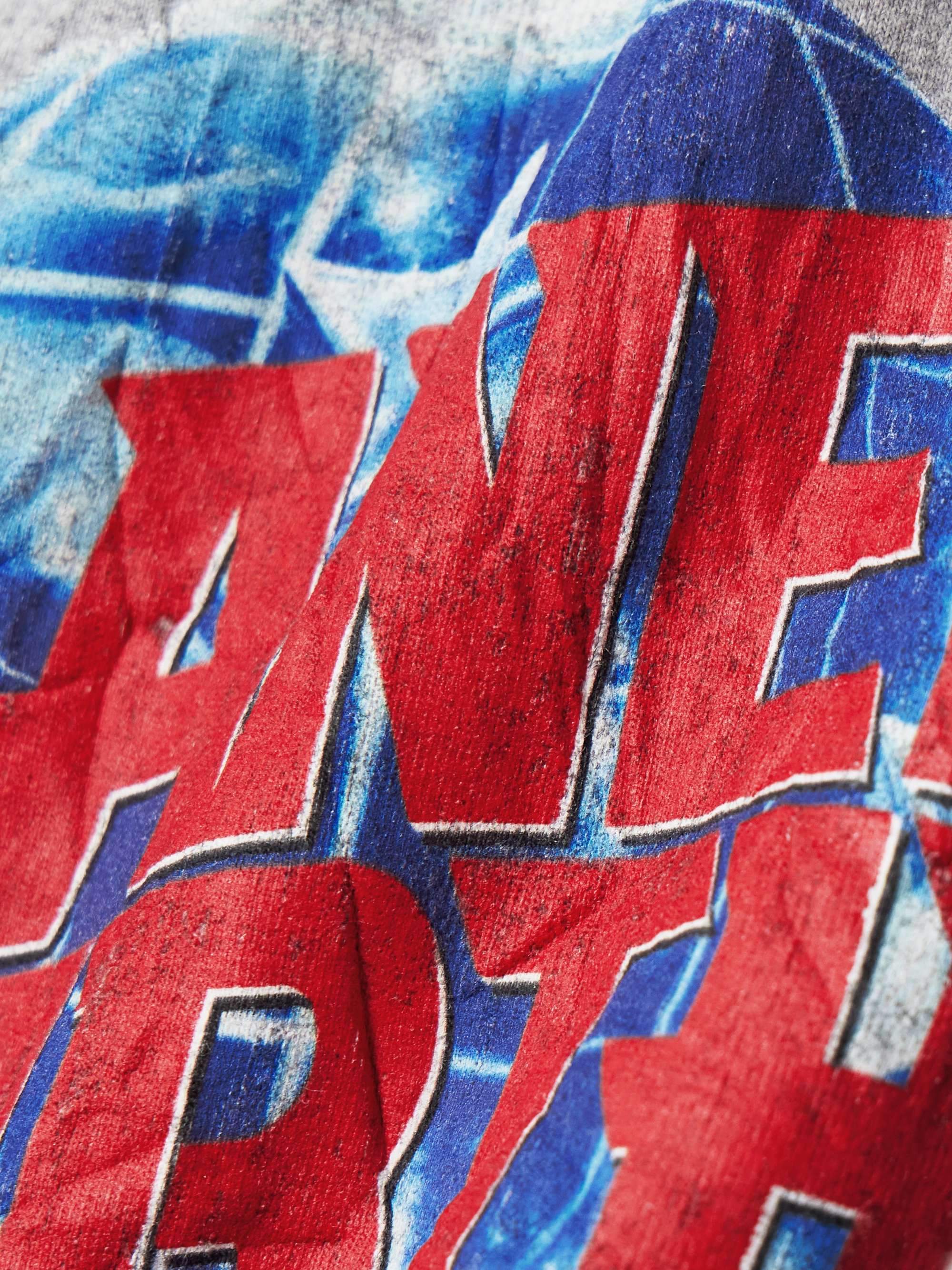 Cropped distressed printed cotton-blend jersey T-shirt view