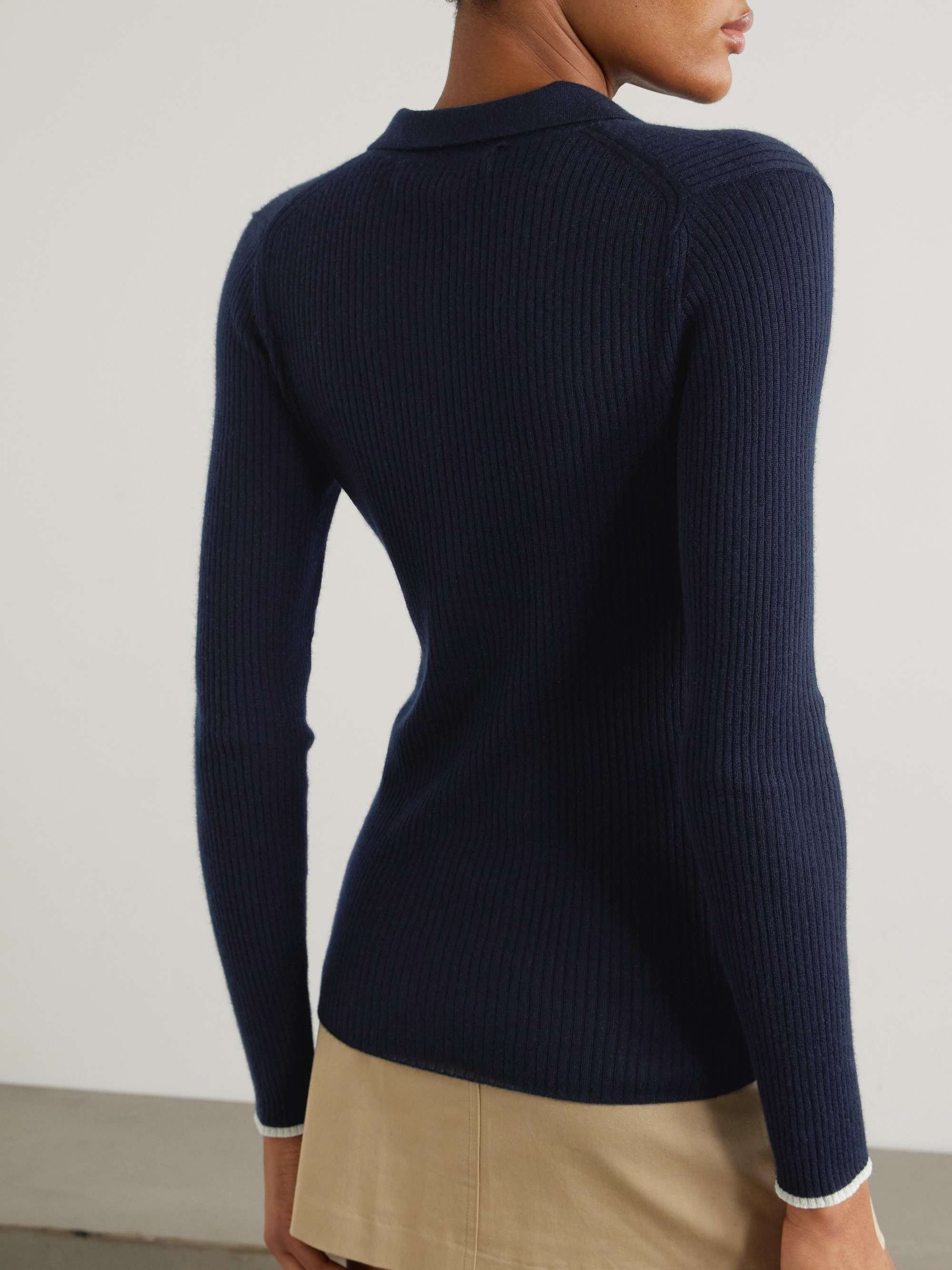Maja ribbed organic cashmere polo shirt view