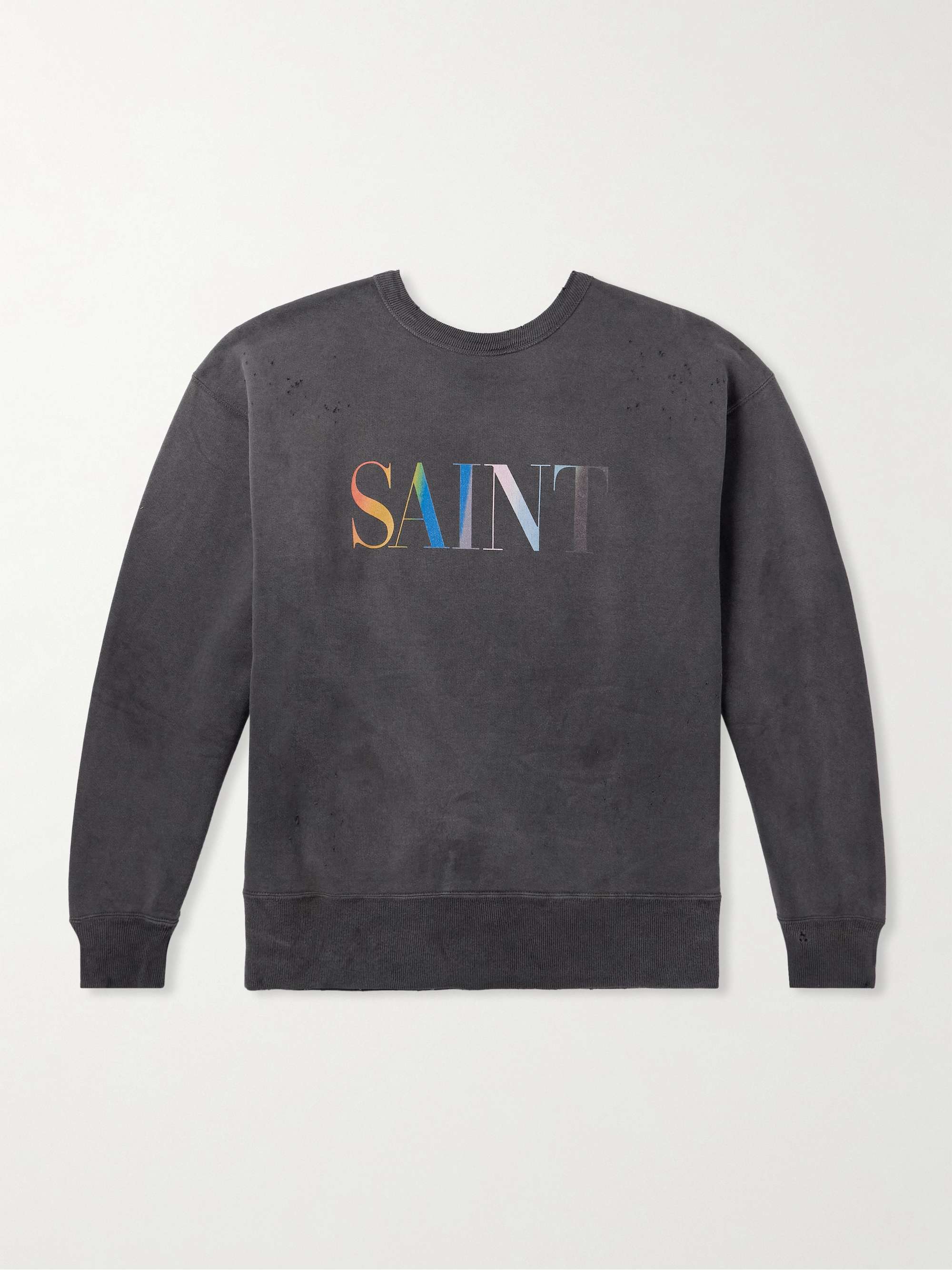Logo-Print Distressed Cotton-Jersey Sweatshirt hero visual