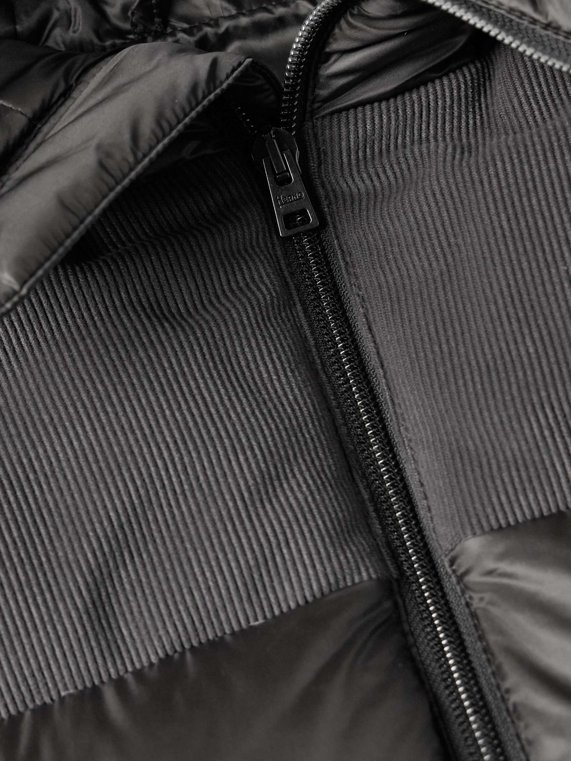 Slim-Fit Corduroy-Trimmed Quilted Shell Hooded Down Gilet view