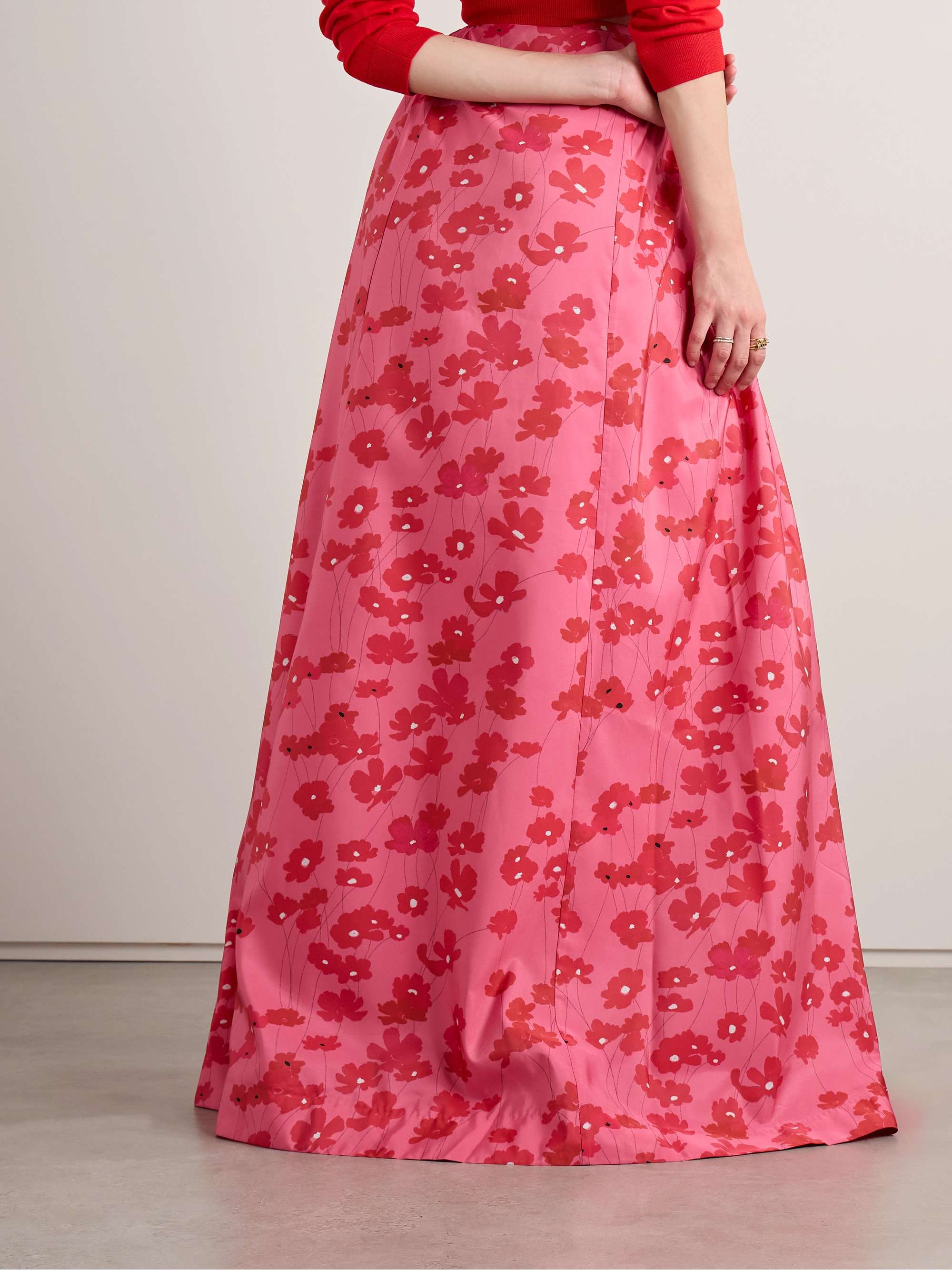 Elle floral-print taffeta maxi skirt view