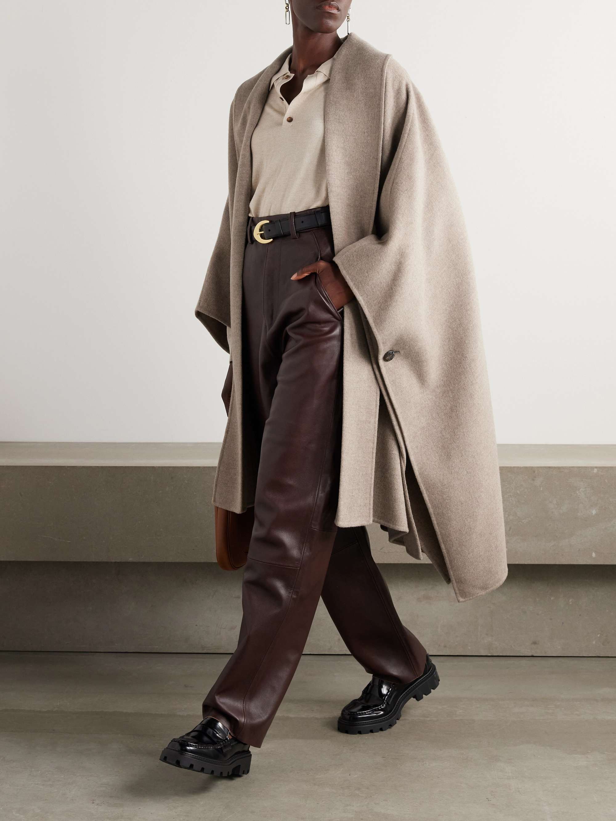Carrington belted wool and cashmere-blend cape view