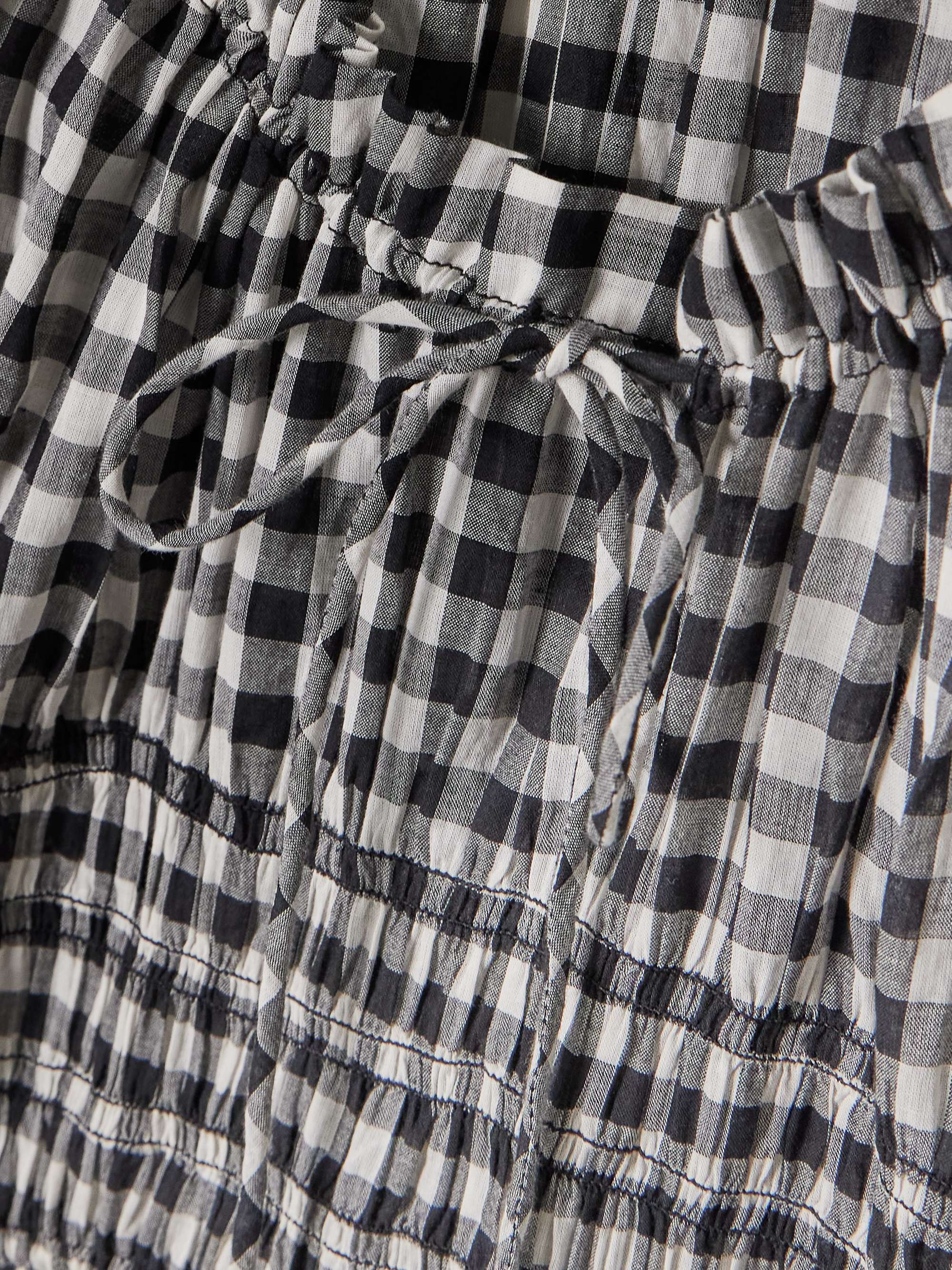 Ischia shirred gingham cotton-voile midi dress view