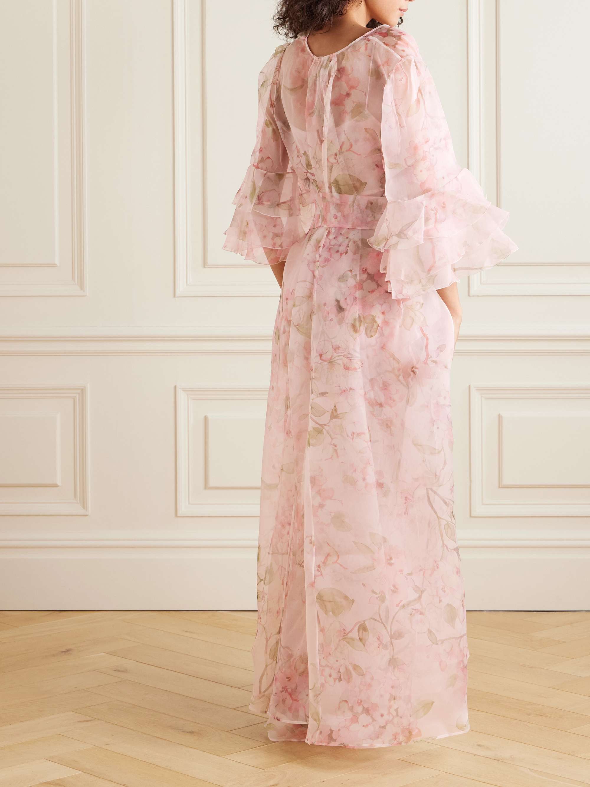 Blooming Allure belted floral-print silk-chiffon robe view