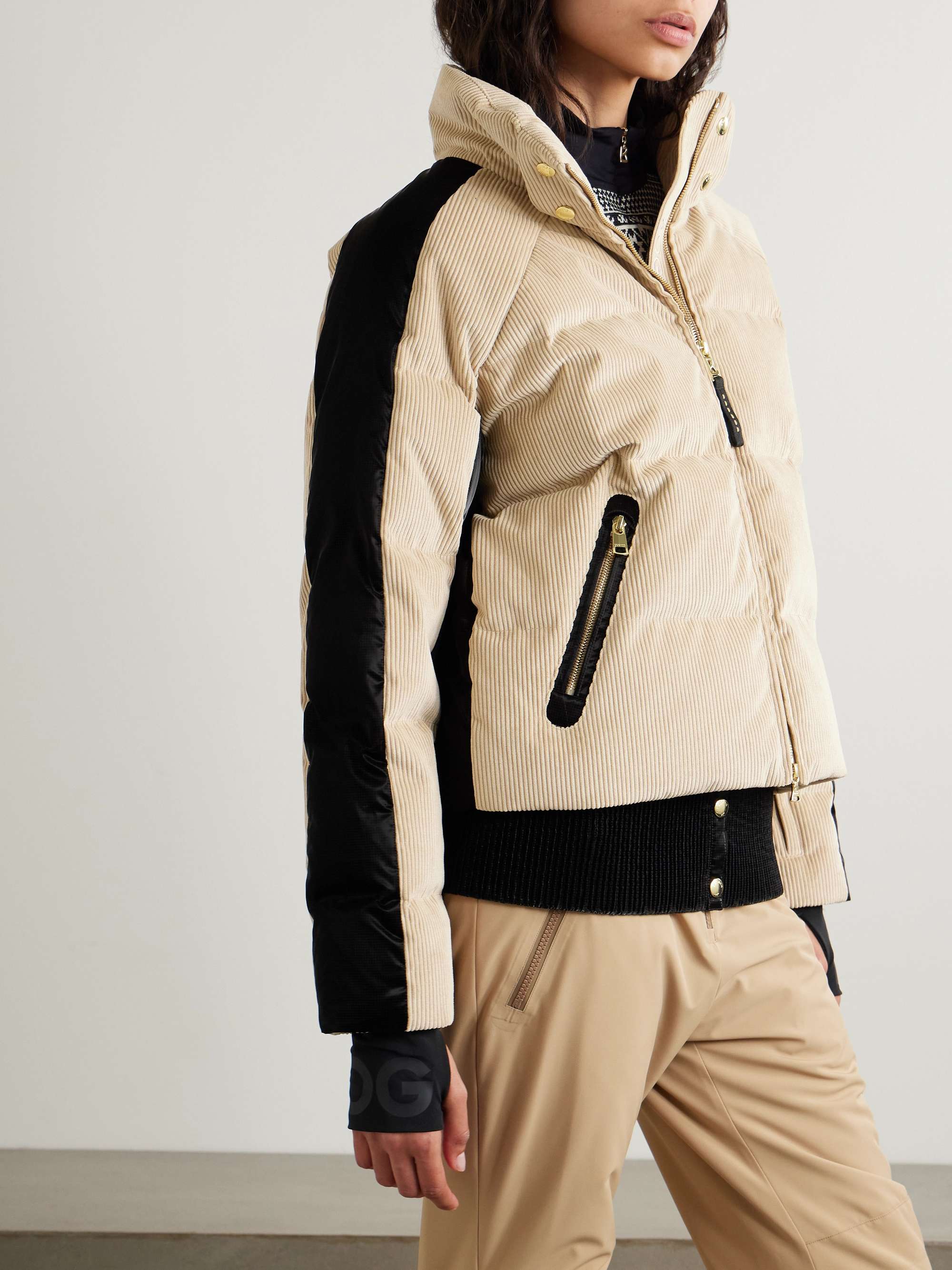 Inka hooded quilted corduroy and ripstop ski jacket view