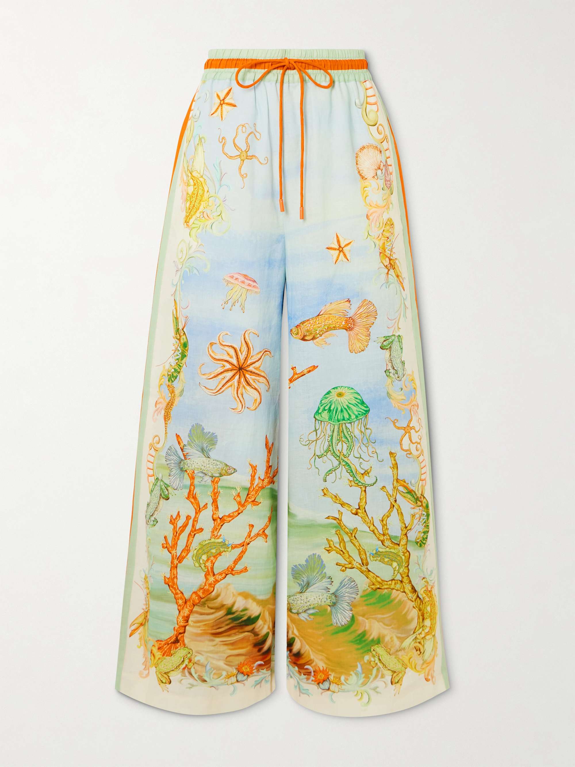 + Sam Pauletto Emerald Cove printed linen-gauze wide-leg pants hero visual