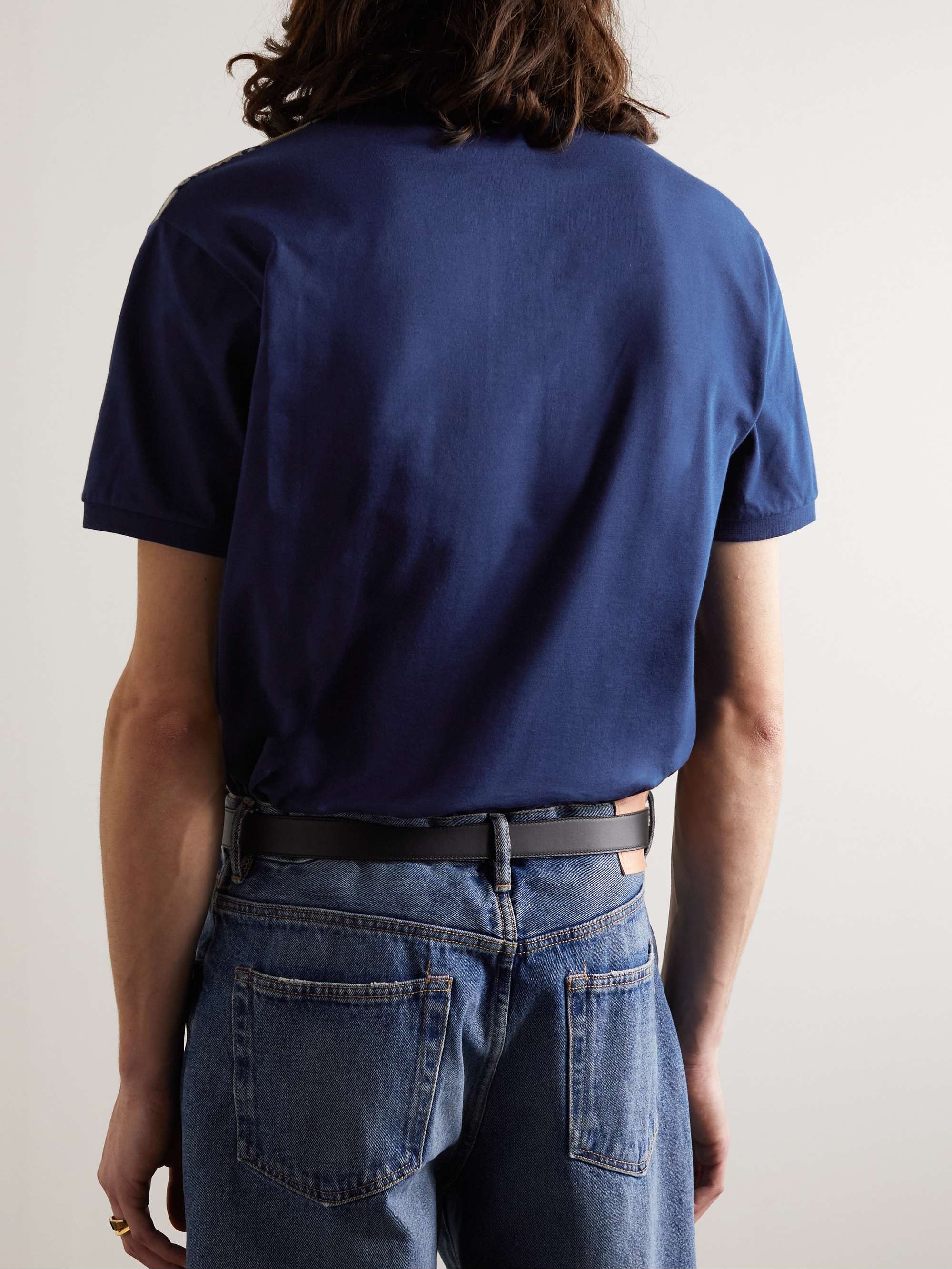 Panelled Cotton-Jersey and Logo-Jacquard Silk-Blend Polo Shirt view
