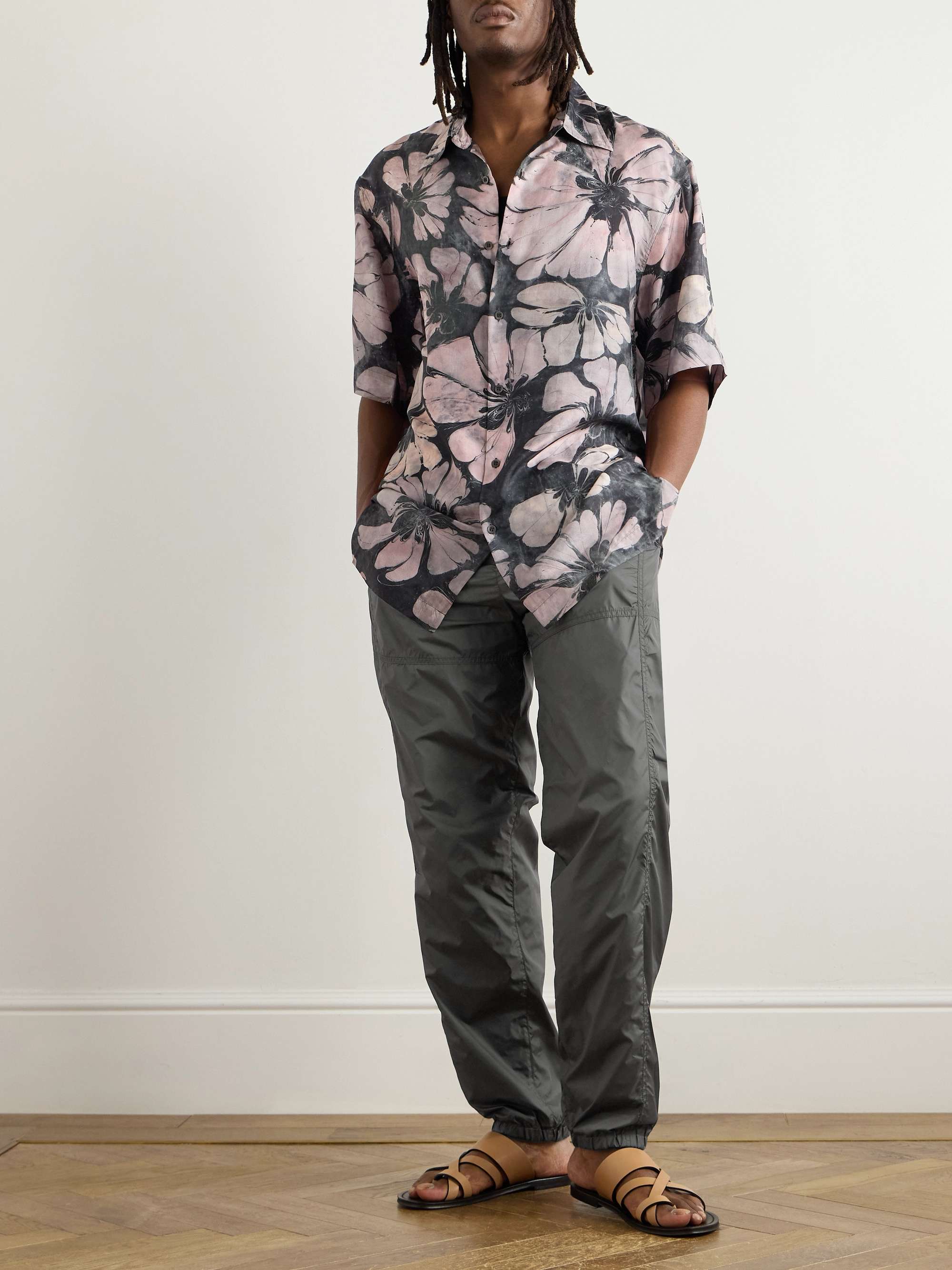 Tapered Crinkled-Nylon Trousers view