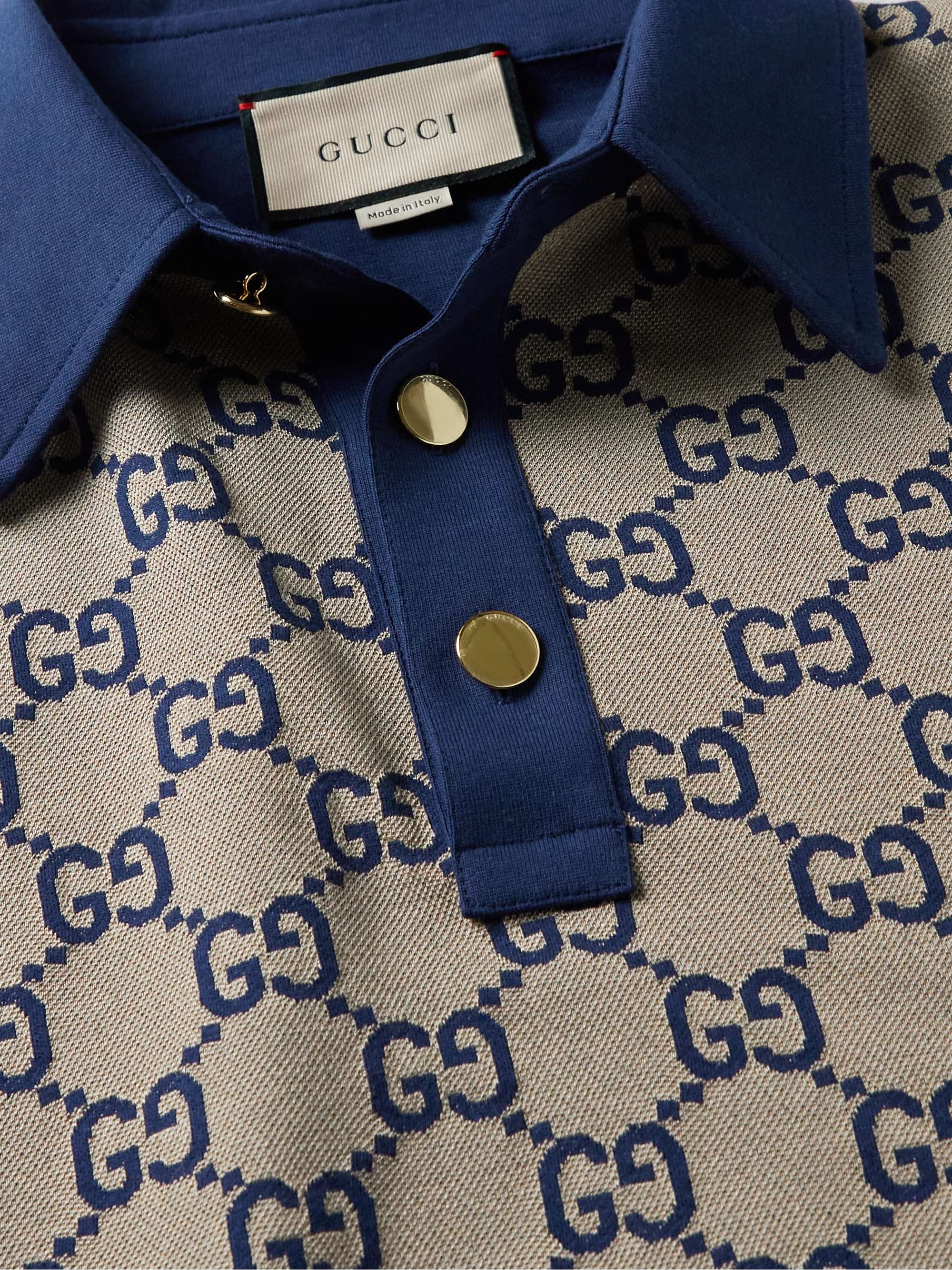Panelled Cotton-Jersey and Logo-Jacquard Silk-Blend Polo Shirt view