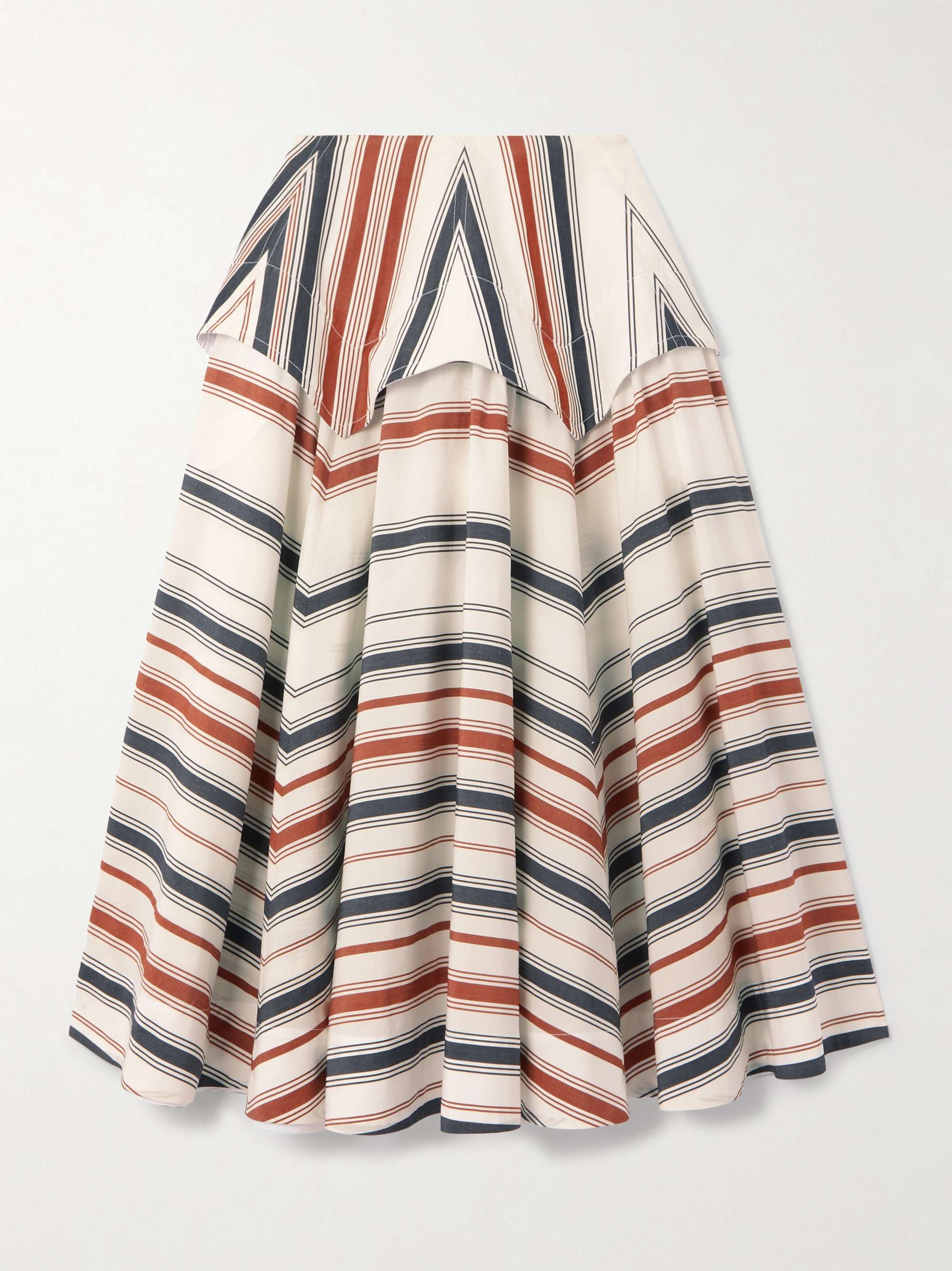 Striped cotton and linen-blend midi skirt hero visual