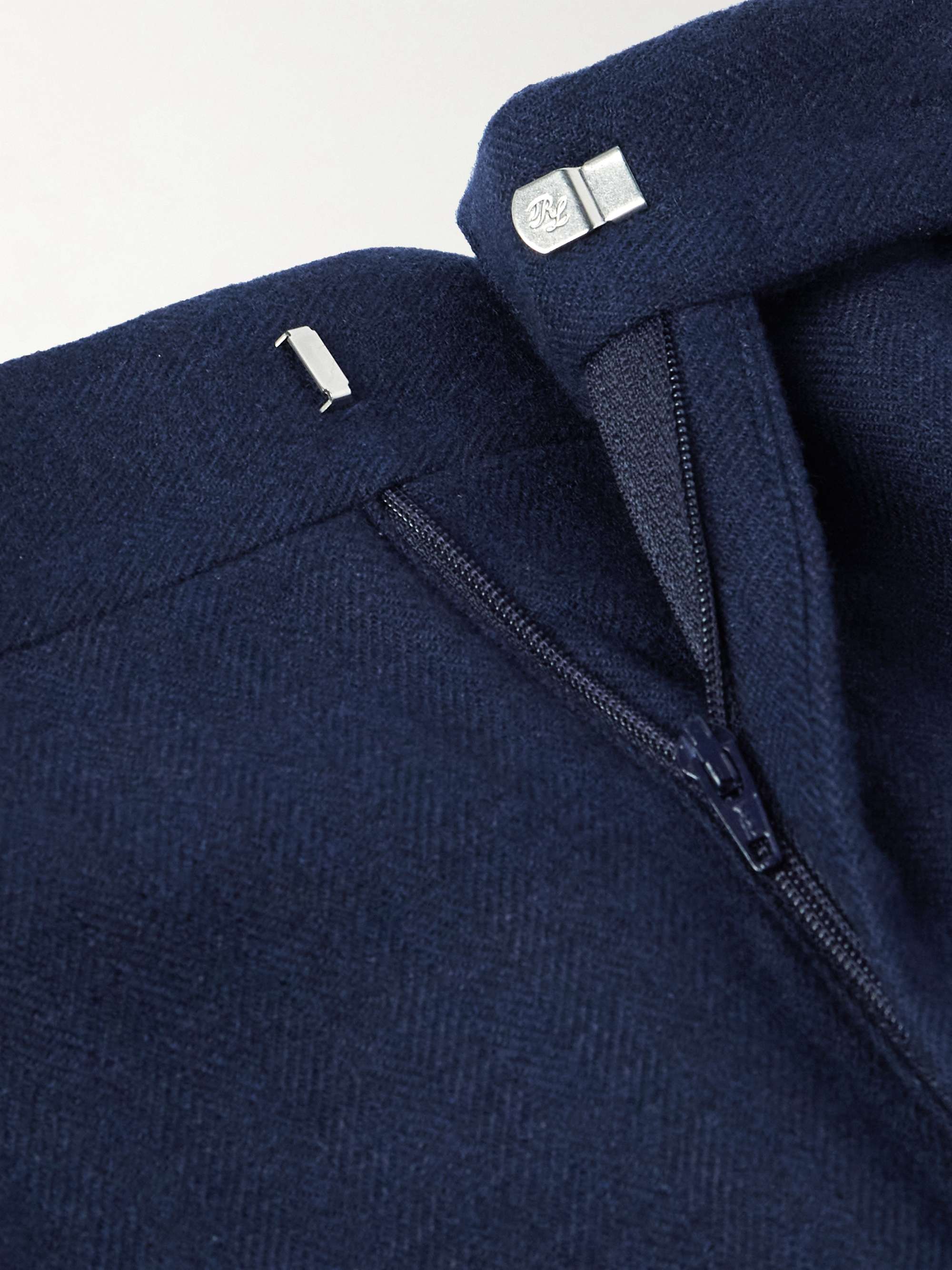 Tapered Pleated Wool, Silk and Cashmere-Blend Herringbone Suit Trousers view