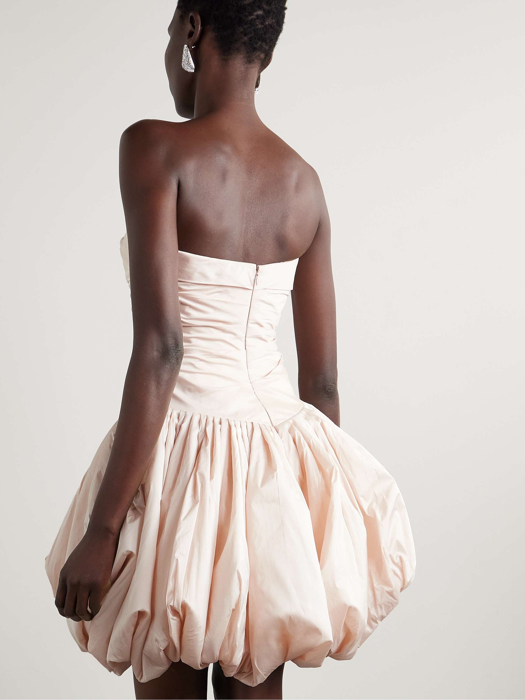 Rachel strapless gathered silk-taffeta mini dress view